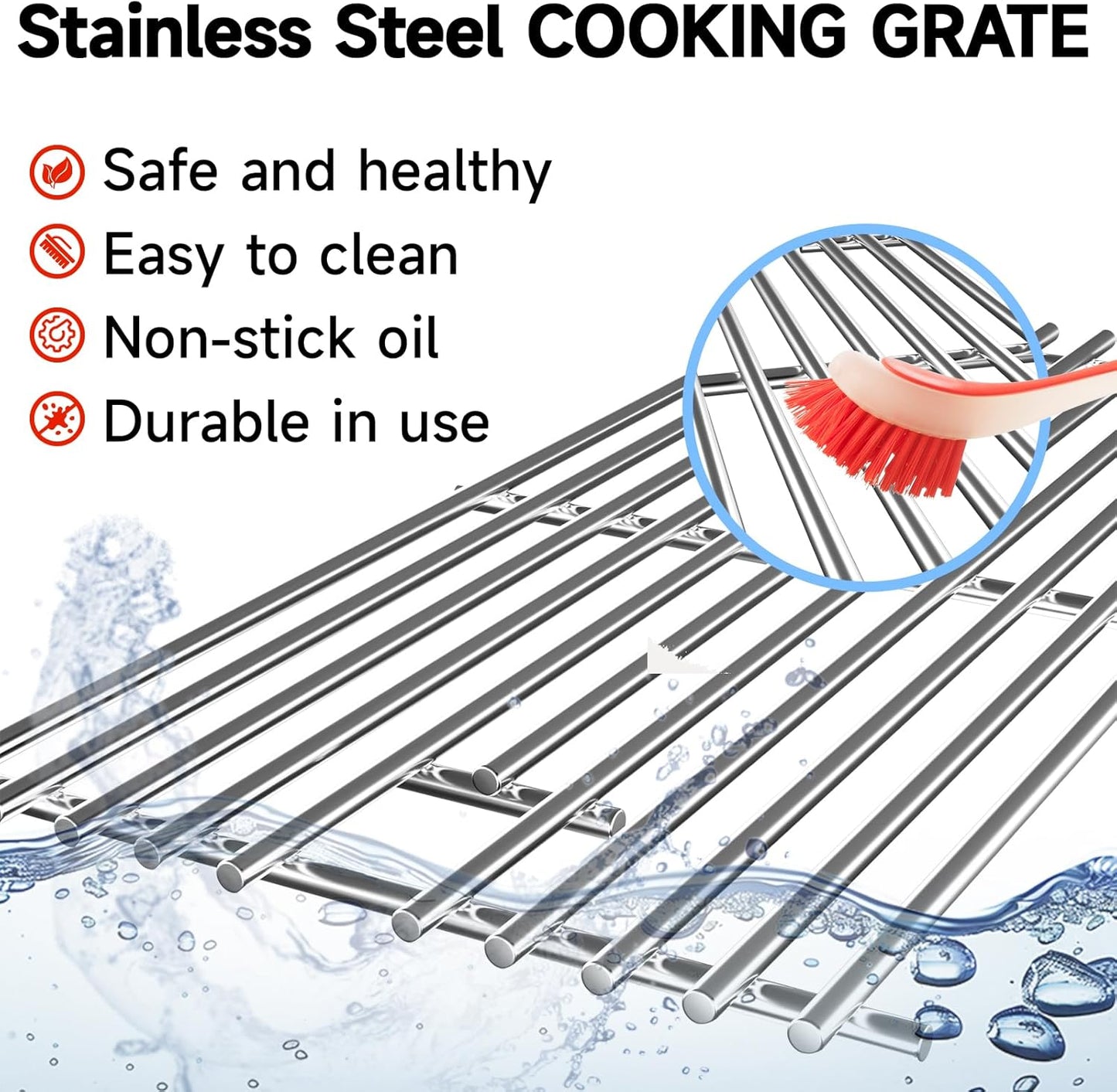 7637 17.5’’ Stainless Steel Grill Grates for Weber Spirit E210 E-220 S210 S-220 Spirit 200&Spirit II 200 Series Gas Grills with Front Control Panel, Cooking Grid for Weber Spirit 200 Series