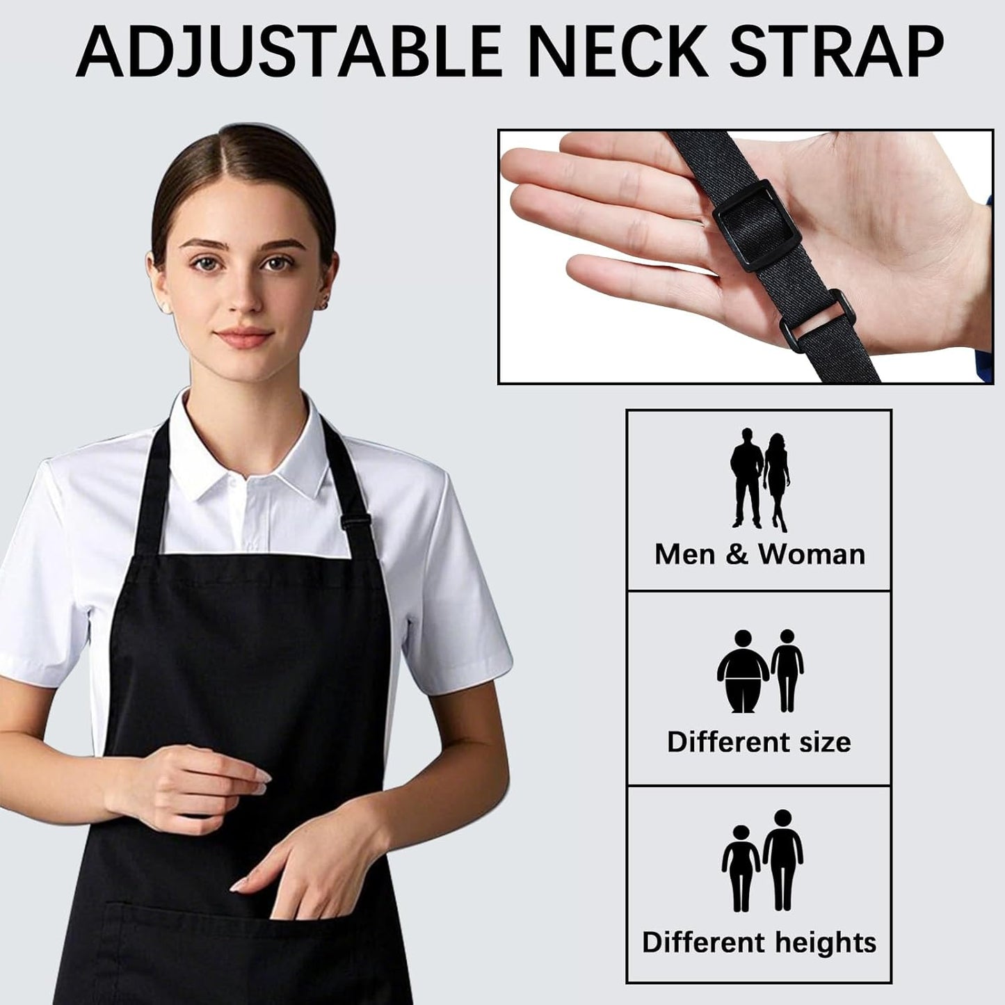 Bib Apron - Unisex Black Aprons 2 Pockets Cooking Kitchen Apron for Chef,BBQ Drawing aprons black (10 PCS)