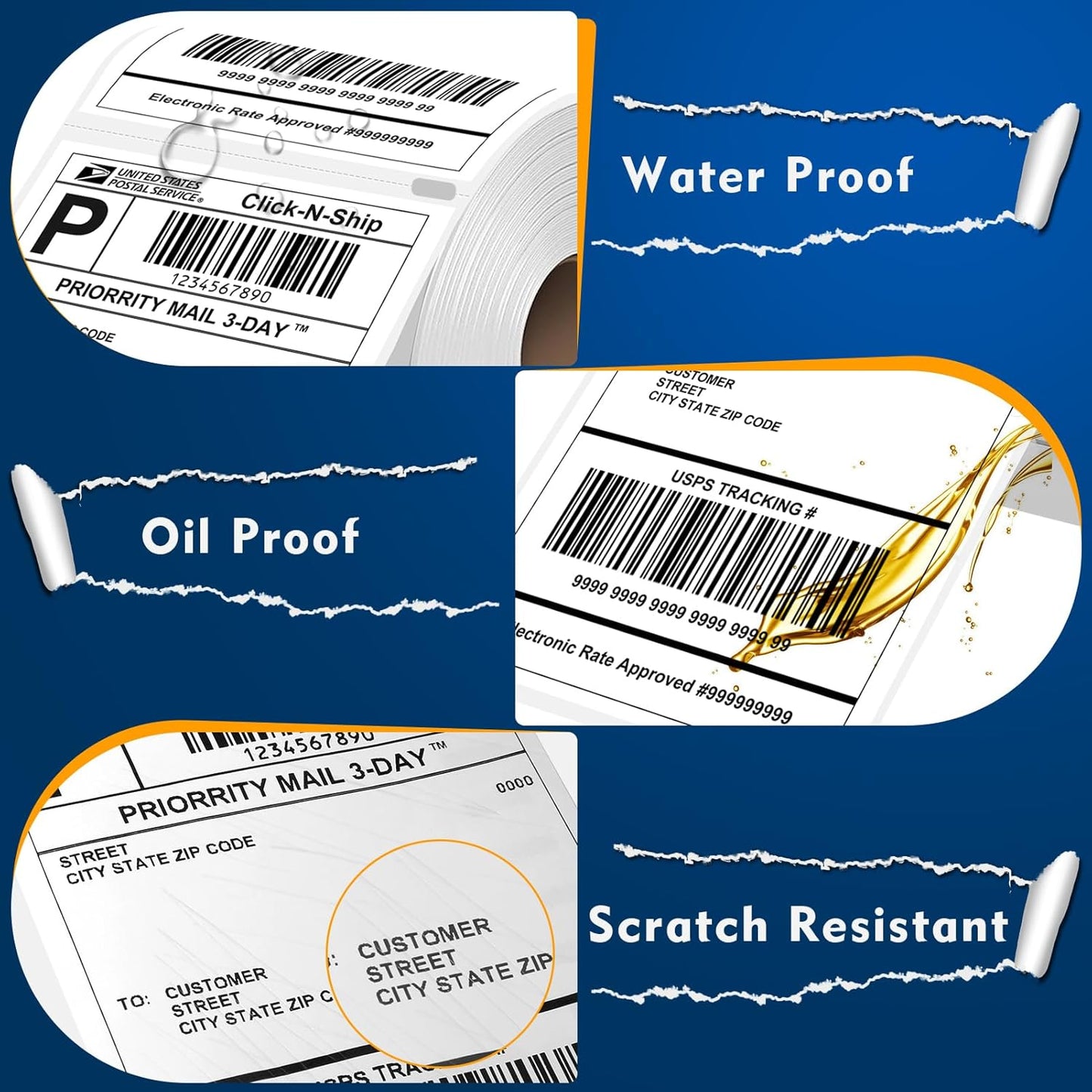 L LIKED 880 PCS 4"x 6" Direct Thermal Labels White Perforated Shipping Label, Compatible with DYMO 4XL 1744907,Zebra, Rollo, Jadens, Nelko, 220 Labels per Roll, 4 Rolls