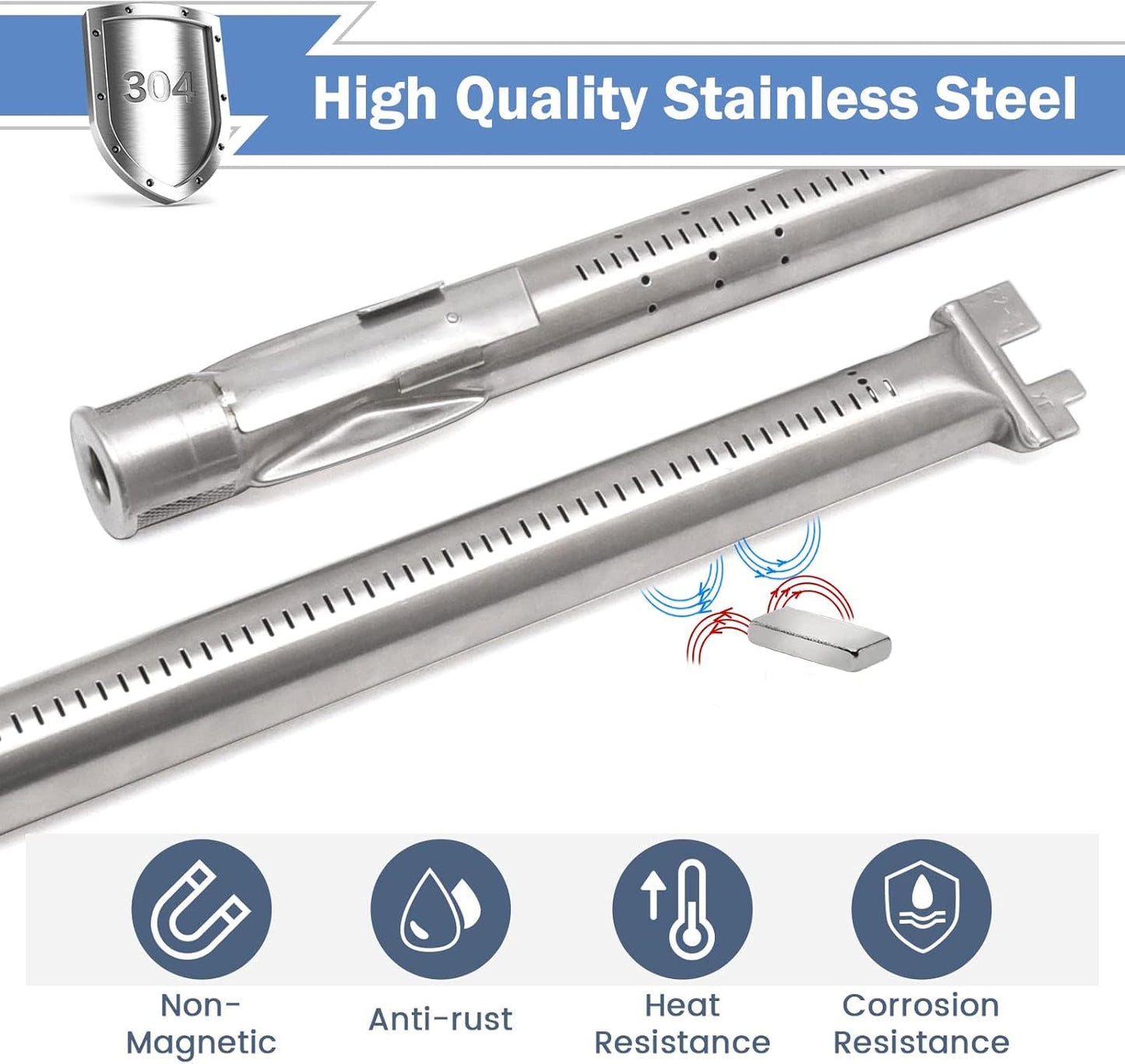 Criditpid Grill Replacement Parts for Weber Spirit I/II 200 with Front Control, Stainless Steel 7635 Flavorizer Bars, 69785 Grill Burners & 7642 Igniter for Weber Spirit E210, E220, S210, S220 Grills.