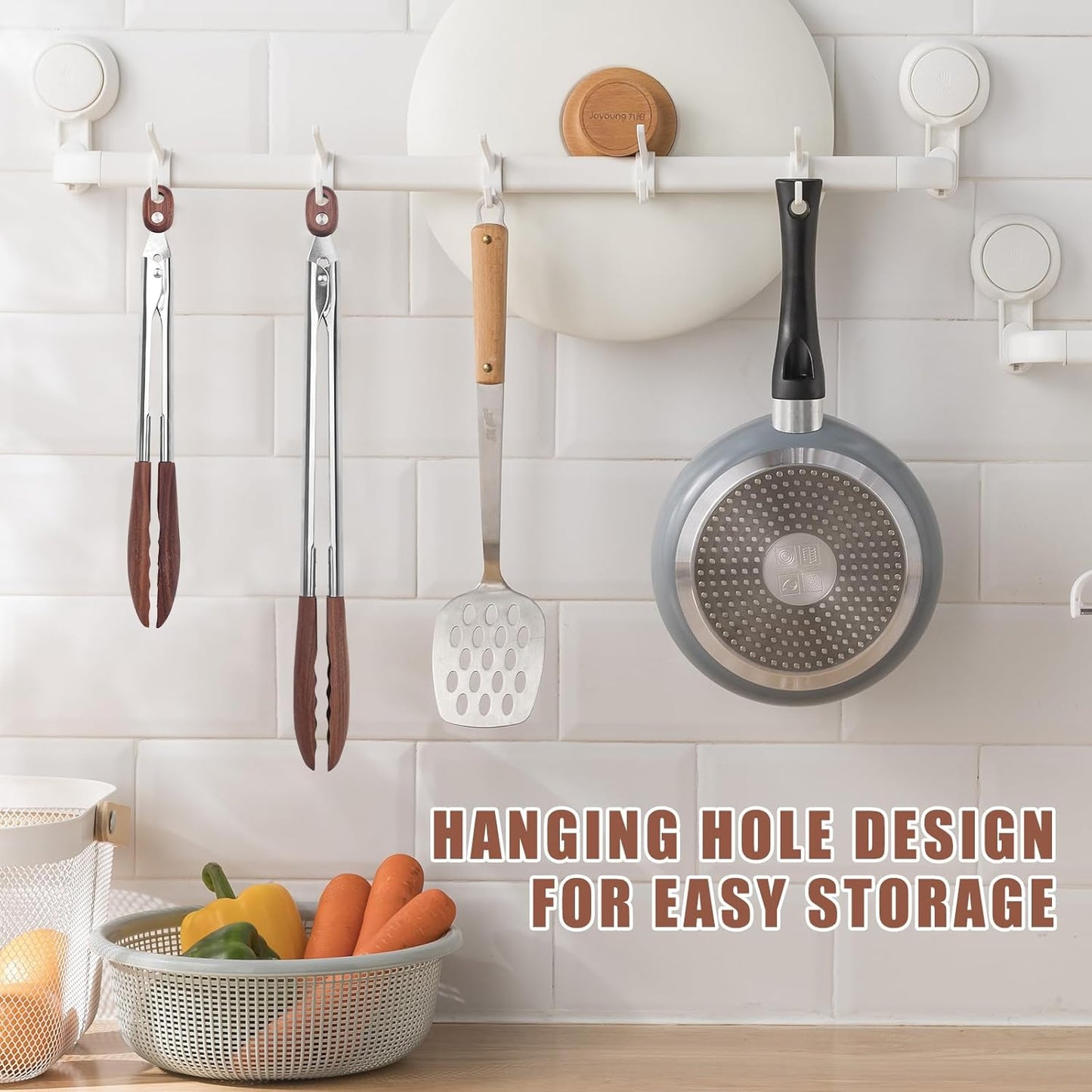 2-pcsTongs for Cooking with Wooden Tips - Nonstick Cooking Tongs & Salad Tongs for Blooming Food,Cooking, BBQ and Tossing Salad - Made of Natural Walnut Wood,Long Style15inch Short Style 11.4inch