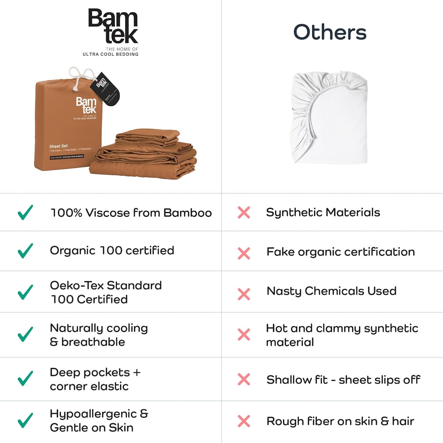 100% Viscose from Bamboo Sheets Queen Size, Super Soft Bedding Set, 4PC Cooling Sheets for Hot Sleepers, Vegan Silk Moisture Wicking, Organically Grown Bedsheet, Almond - 60" x 80"