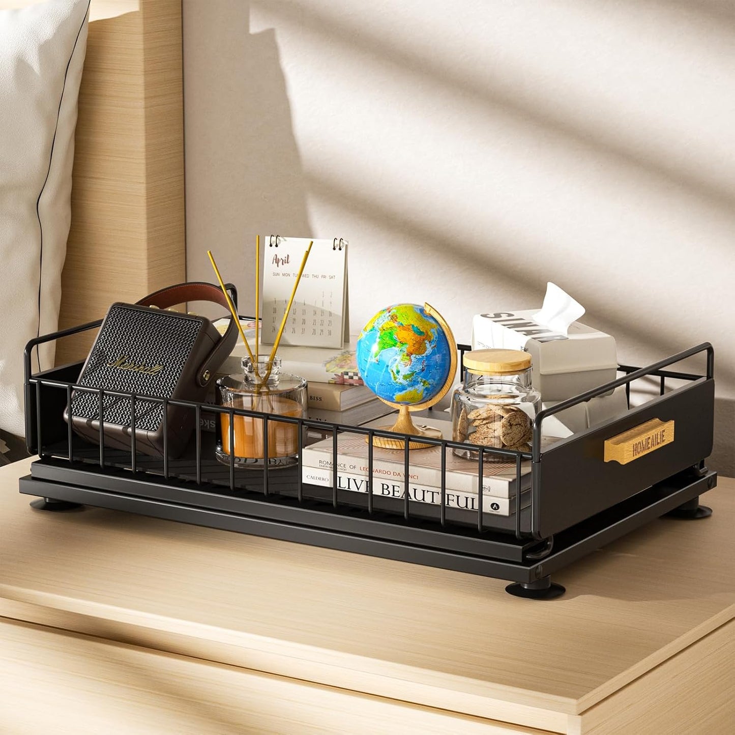 Under Sink Organizer, 2 Packs Under Sink Organizers and Storage, Slide Out Pull Out Cabinet Organizer Shelf with Metal Drawers for Kitchen Bathroom Pantry, Black