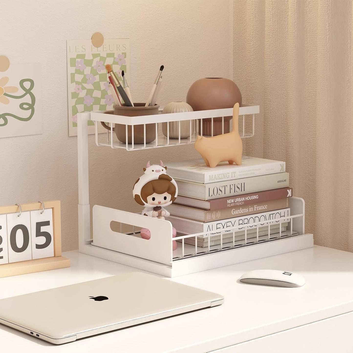 bukfen Under Sink Organizer, Pull Out Home Organizers 2-Tier Slide Out Sliding Shelf Under Cabinet Storage Multi-Use for Under Kitchen Bathroom Sink Organizers and Storage,White,2 Pack