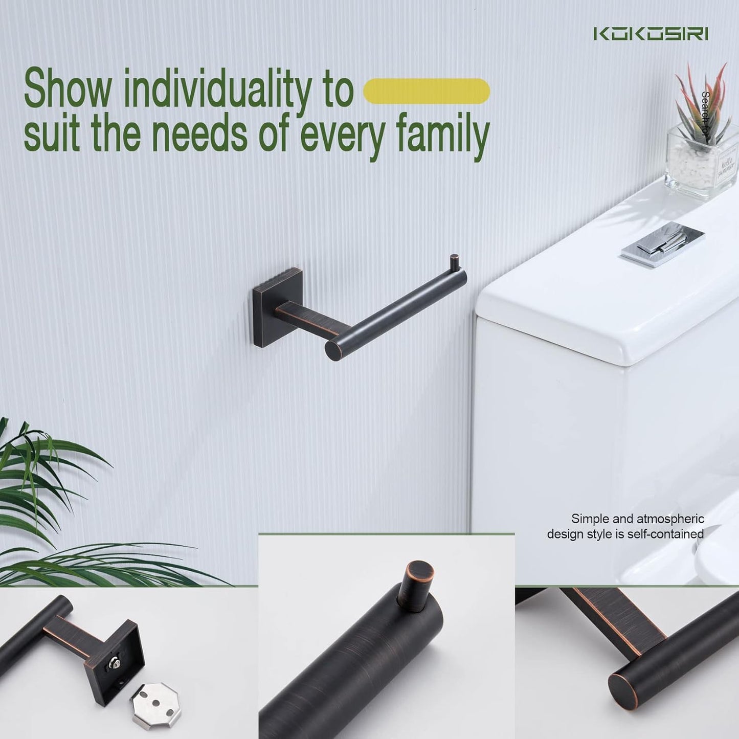 KOKOSIRI Toilet Paper Holder Oil Rubbed Bronze Toilet Roll Holder Hold Mega Rolls Kitchen Bathroom Tissue Paper Dispenser Stainless Steel, B2005ORB