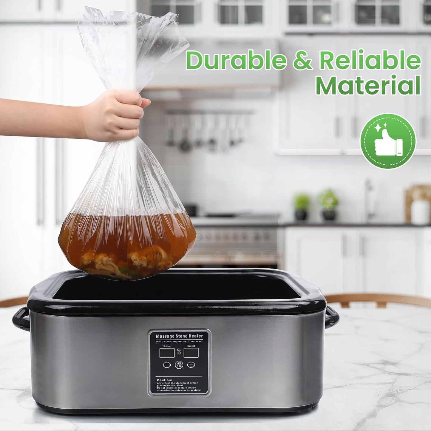 CAREGY Electric Roaster Liners 34 x 18 Inch 10 Counts Disposable Roaster Liners Fits 16, 18, 22 Quarts Roasters, Roasting Oven Liners Cooking Bags for Immediate Cleanup