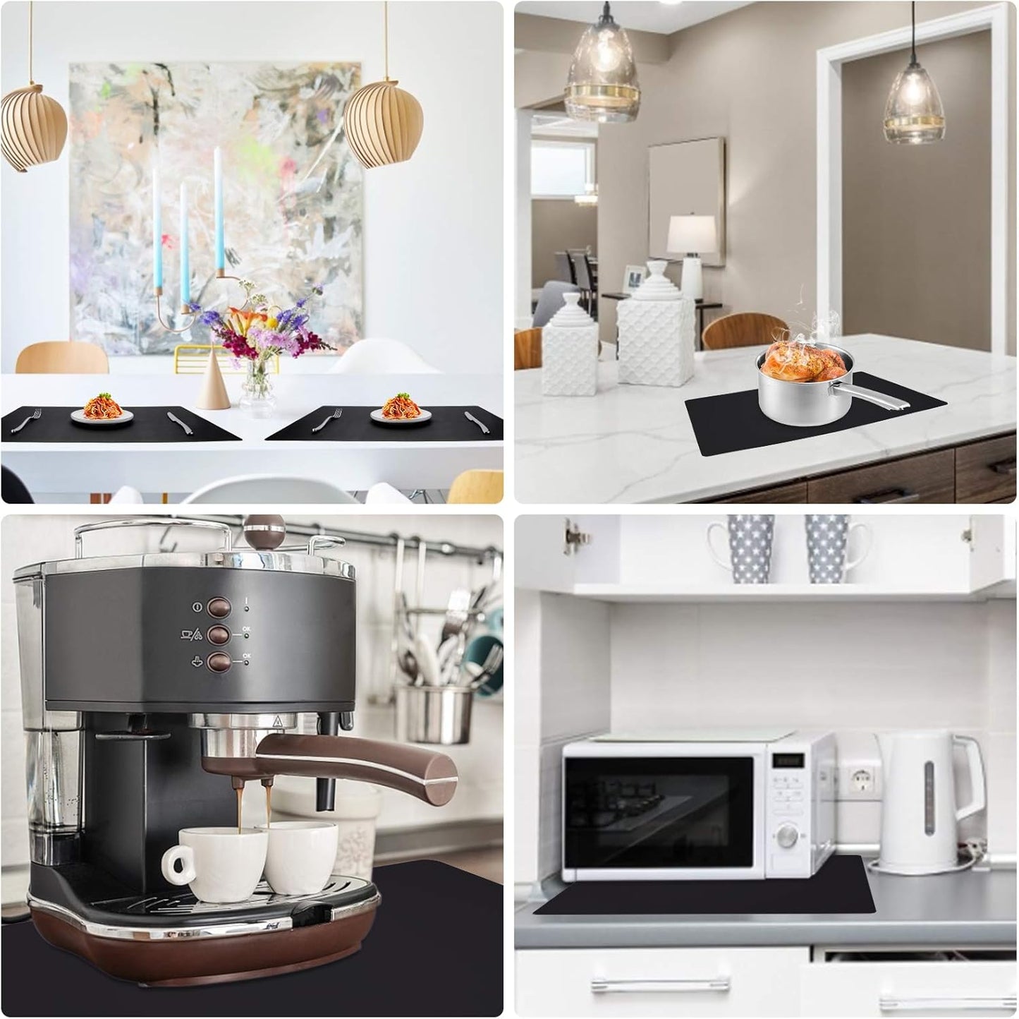 Gartful Silicone Mats for Kitchen Counter, Large Silicone Countertop Protector 25" by 17", Nonskid Heat Resistant Desk Saver Pad, Multipurpose Mat, Placemat, Black