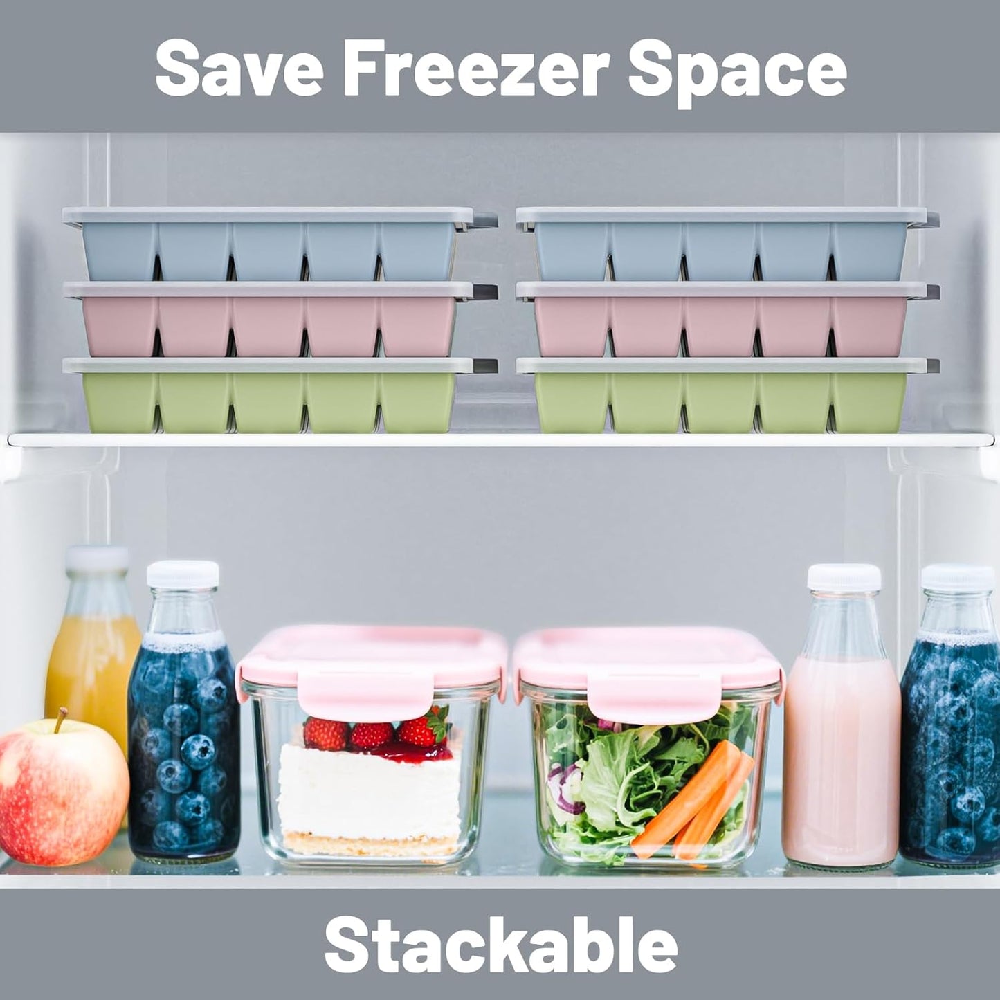 Silicone Ice Cube Tray 3 Pack - EASY RELEASE ice cube tray with lid, BPA Free Ice Cubes Trays for Freezer,ice cube mold for Cocktail,Whiskey