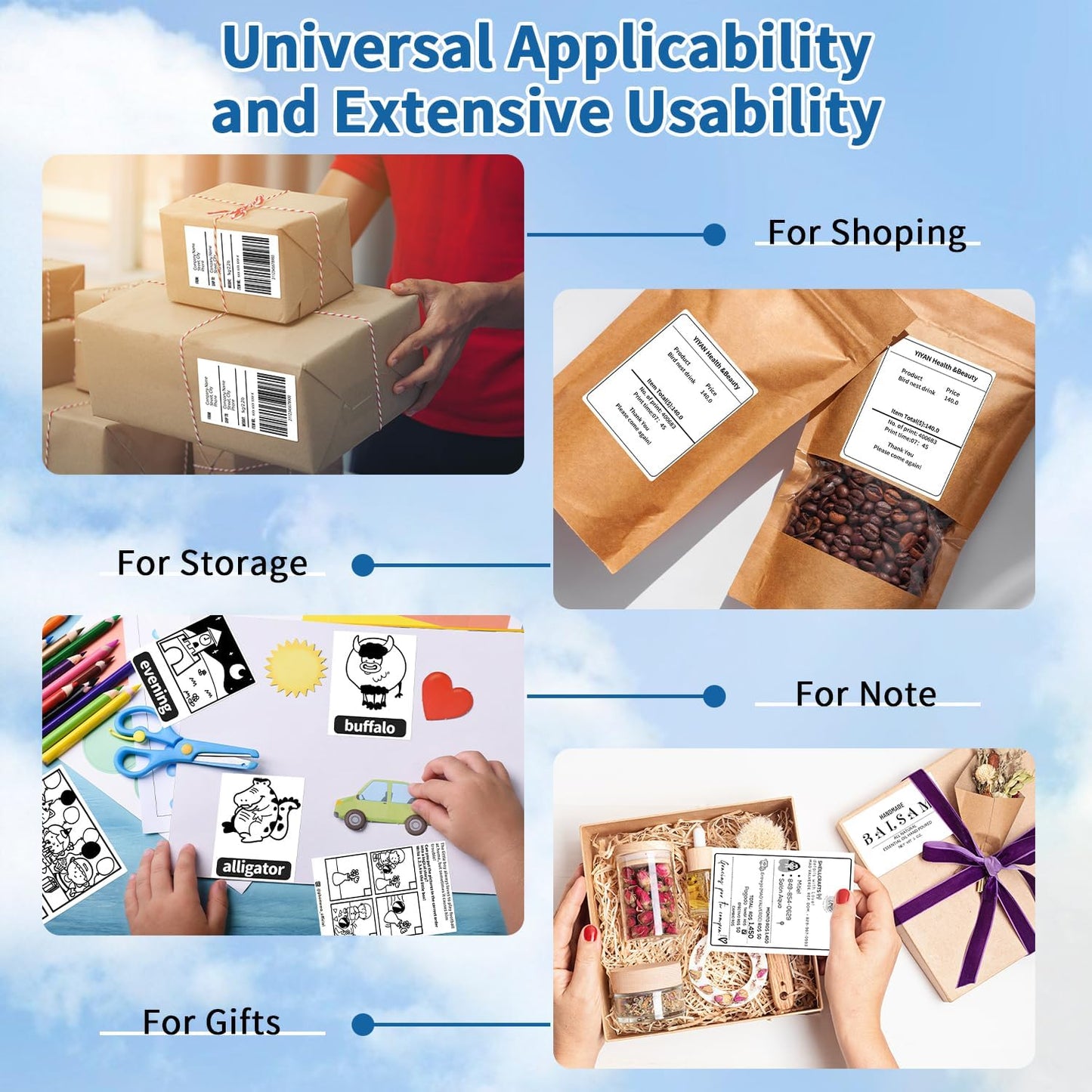 Fanfold 4x6 Direct Thermal Shipping Labels with Perforations, White 100 Labels, Permanent Adhesive, Mailing Label for Thermal Printer, Compatible with POLONO, MUNBYN Label Printer