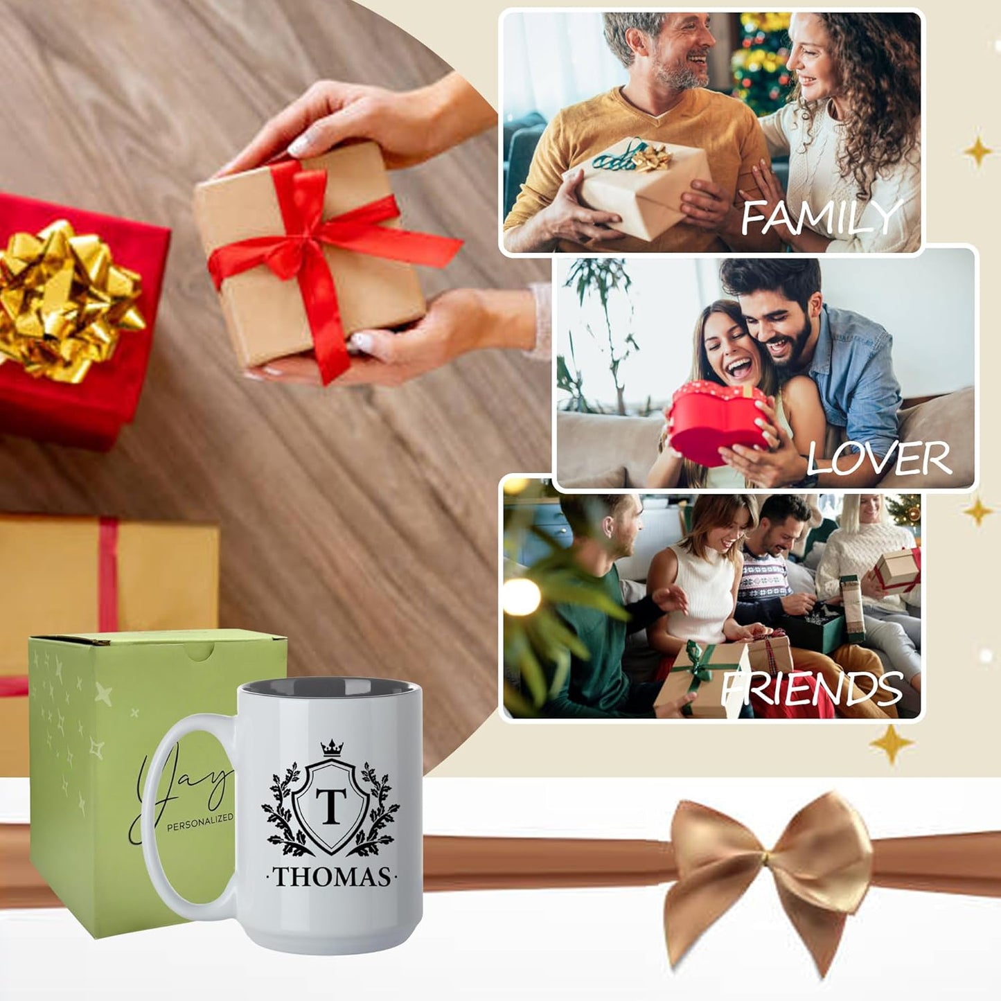 Personalized Coffee Mug - 15oz Engraved Mug with Custom Text & Name, Initials Monogram Tea Cup Gifts for Men & Women, Birthdays, Mother's Day, Anniversary, Customized Coffee Cup, Tazas Personalizadas