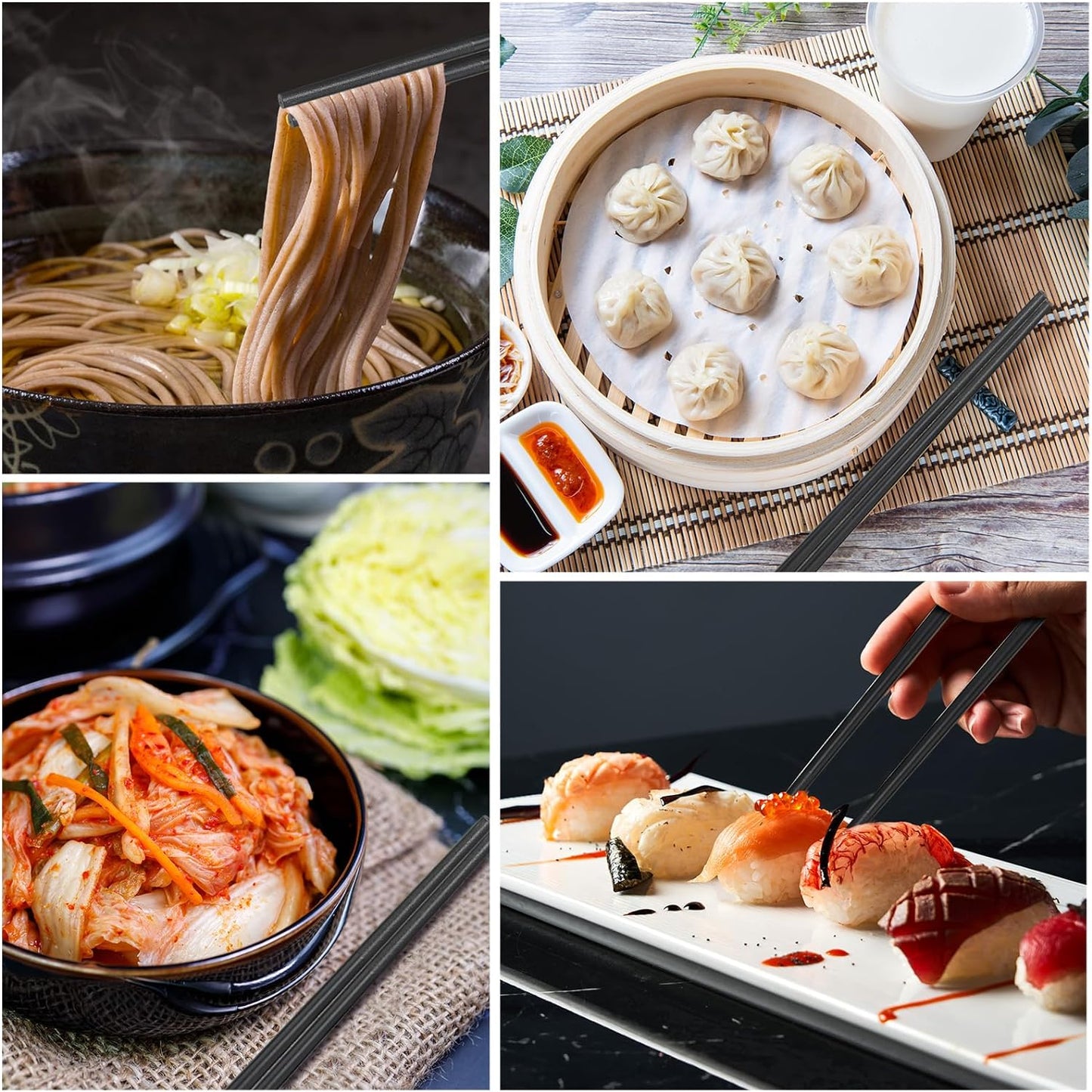 Dandat 200 Pairs Fiberglass Reusable Chopsticks 9.5" Dishwasher Safe Black Cherry Chopsticks for Chinese Style Japanese Food Cooking Supplies