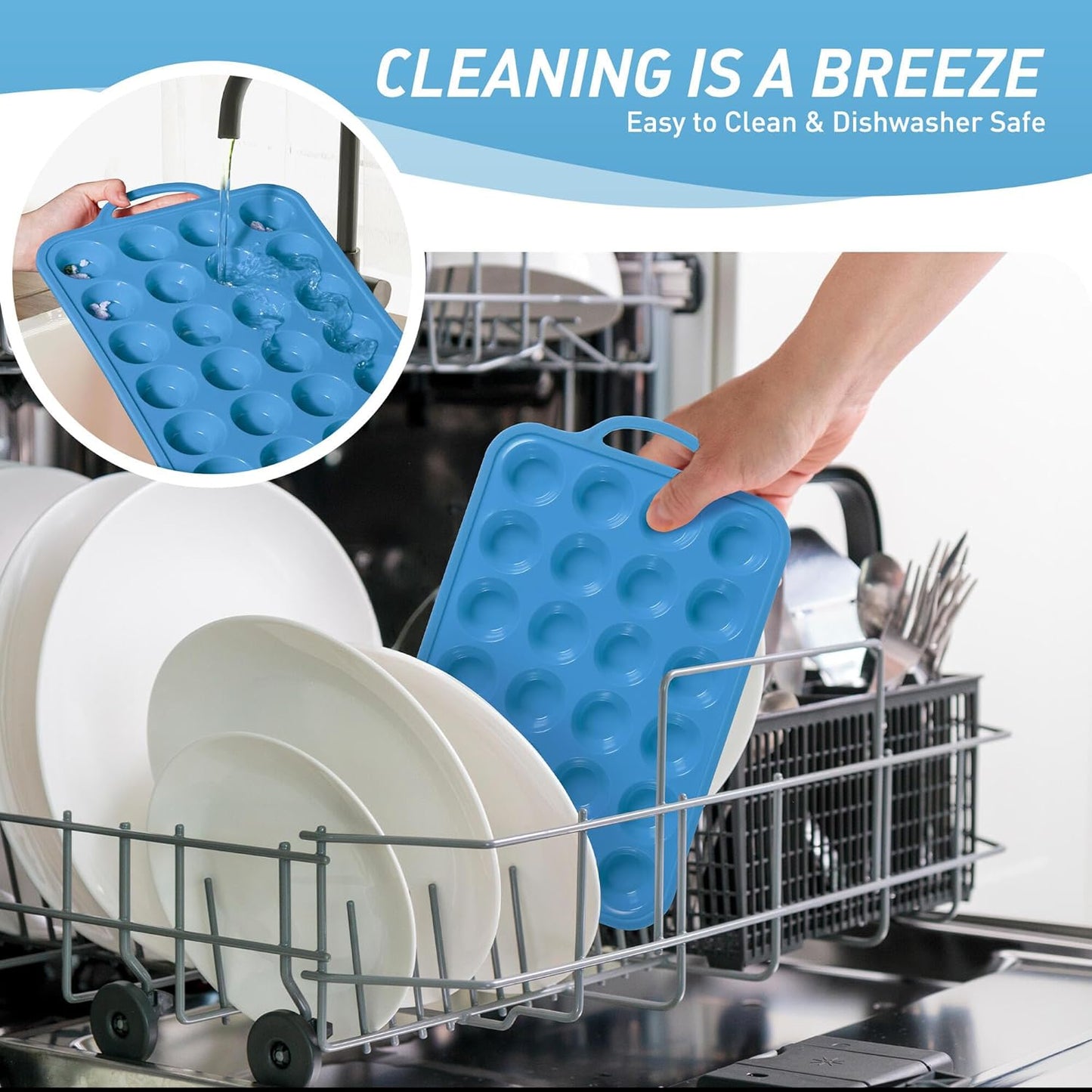 2 Packs 24 Cups Silicone Muffin Pan with Metal Reinforced Frame Mini Size Cupcake Pan Tray Egg Bites Cookie Molds Muffin Tin Tart Pans chocoflan mold Baking Sheet Set Breakfast Sandwiches