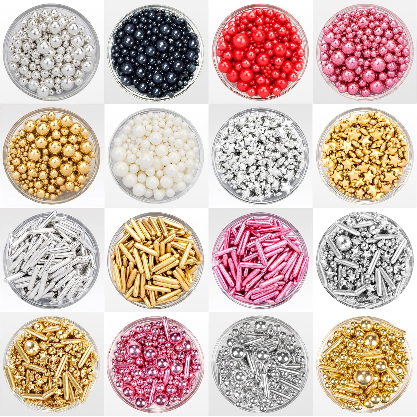 Dazzjoy Silver Rods Sprinkles, Edible Sugar Sprinkles, 120g/4.23oz, Cupcake Toppers, Cake Decorations, Ice Cream, Wedding Party Valentines Easter Supplies