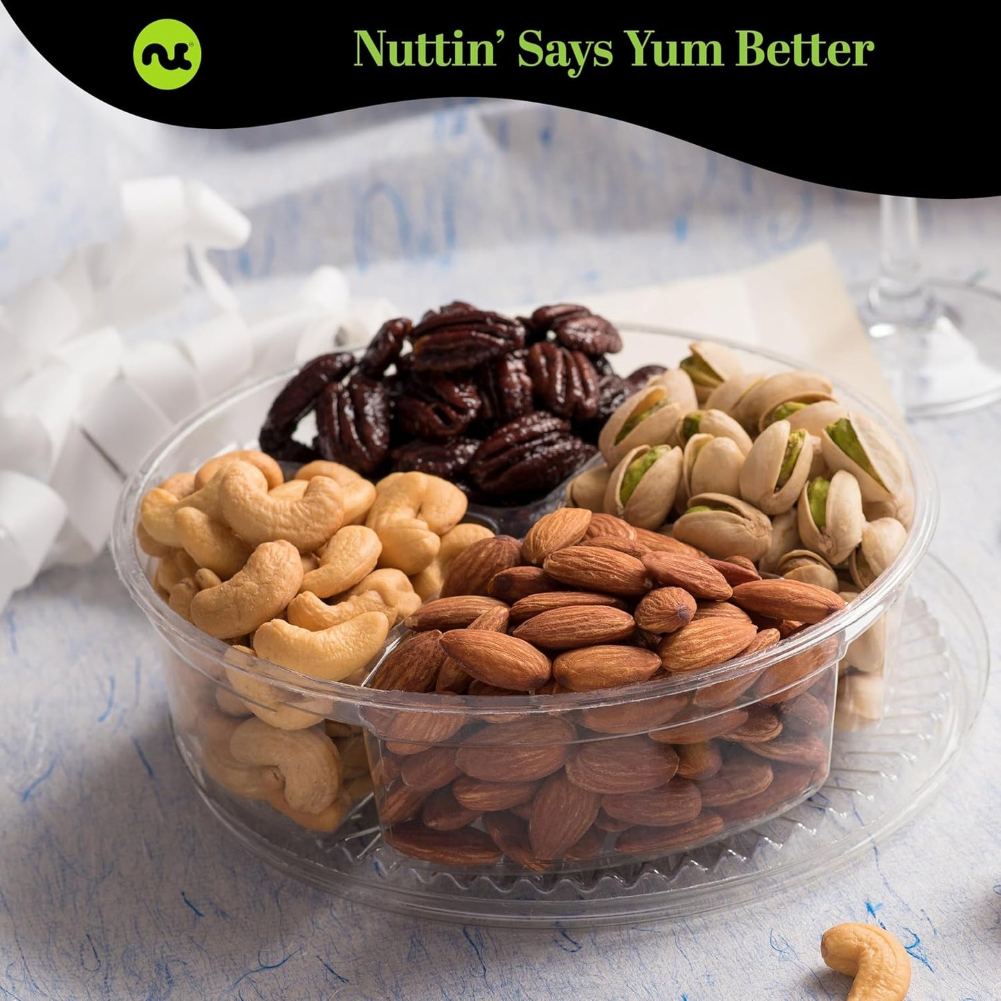 NUT CRAVINGS - Mixed Nuts Gift Basket in Black Gold Box (4 Assortments) Food Arrangement, Healthy Snack Care Package, Food Assortments