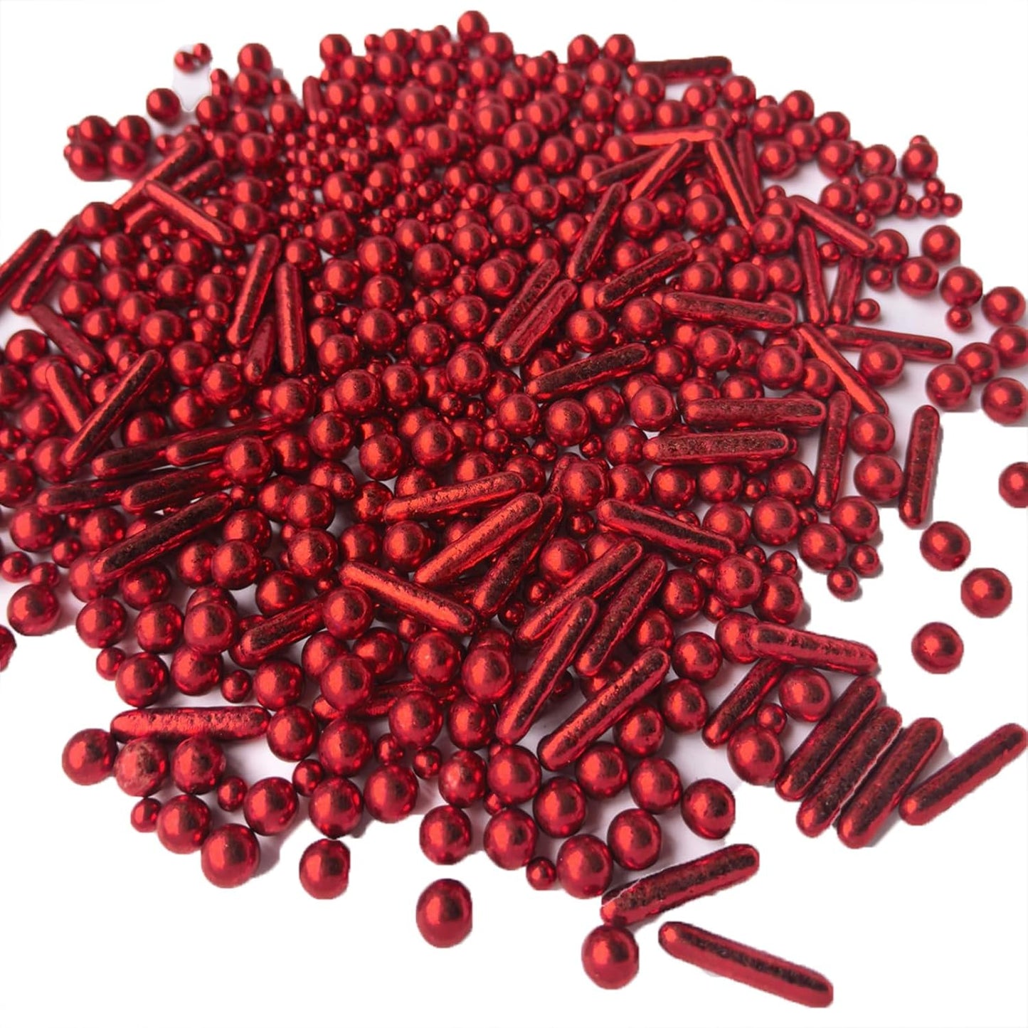 Sprinkles Red Pearl Sugar Candy Mix Size Baking Cake Decorations Cupcake Toppers Celebrations Shaker Jar Wedding Shower Party (130g/4.2oz)