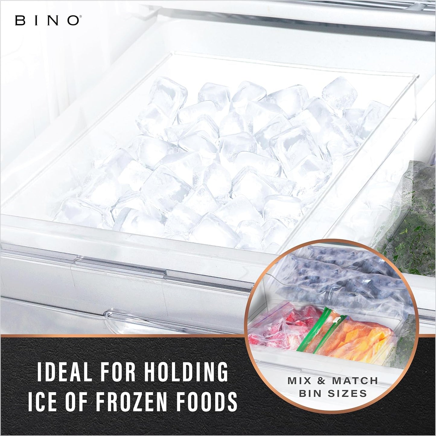 BINO | Plastic Storage Bins, Medium - Shallow | THE HANDLER COLLECTION | Multipurpose Organizer Bins | Kitchen Pantry Organizers and Storage | Clear Containers for Organizing Home | Freezer Organizer