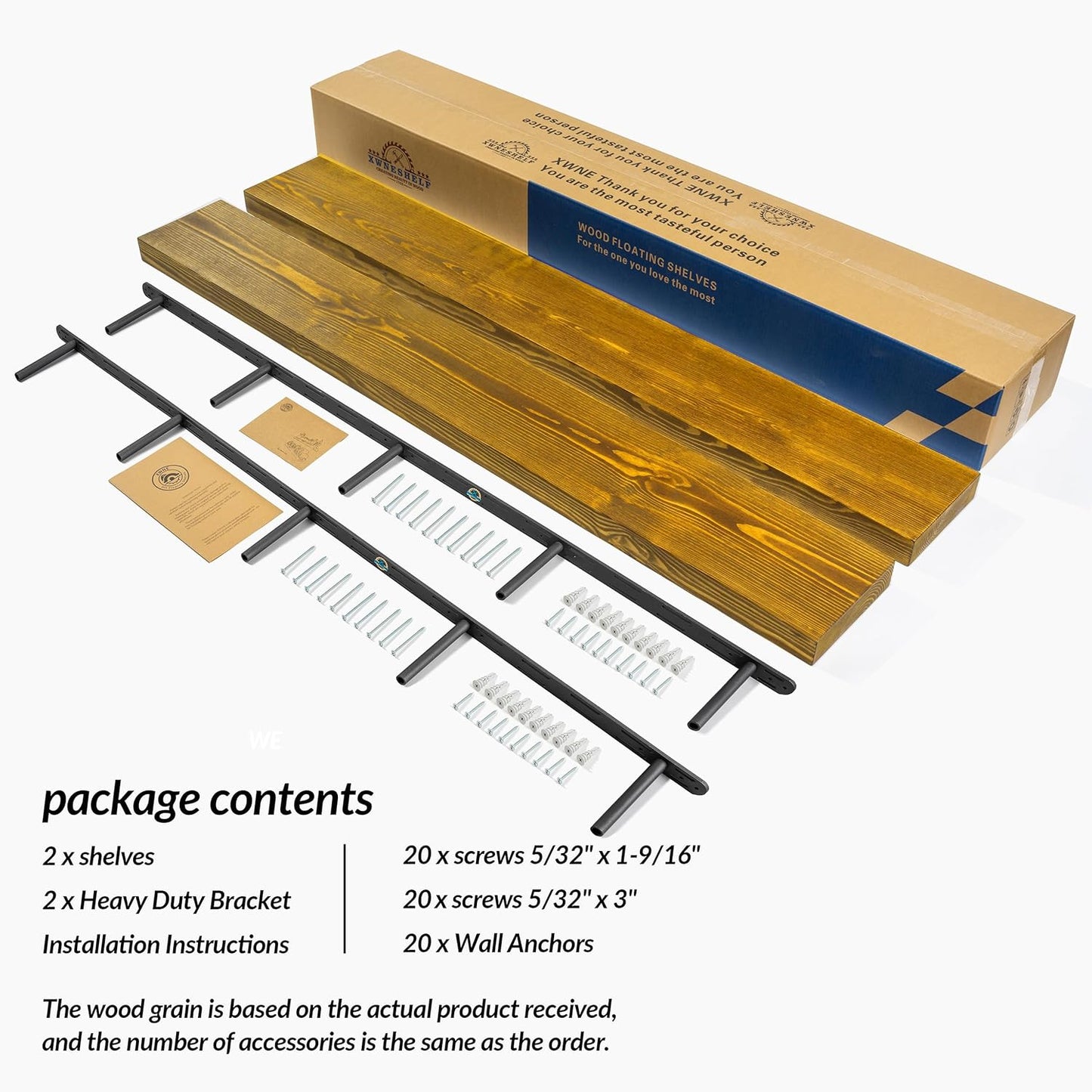 Rustic Floating Shelves 72 inch Long 8 "deep Set of 2, Heavy Duty Wood Wall Mounted Shelves for Bathroom Living Room Kitchen,Book Shelves with Thickened Hidden Bracket- Gold Oak