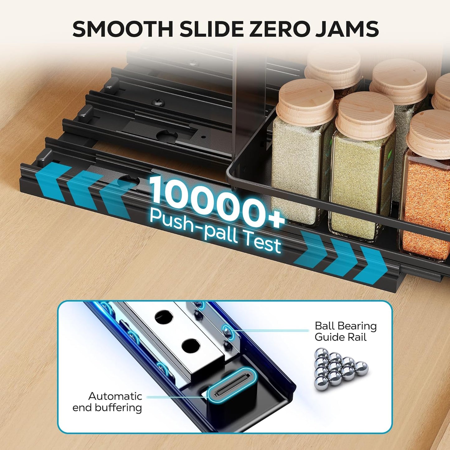 Nieifi Pull Out Spice Rack Organizer, 2 Tiers, Acrylic Transparent, Spice Organization for Cabinet, Height Adjustable, Easy to Install