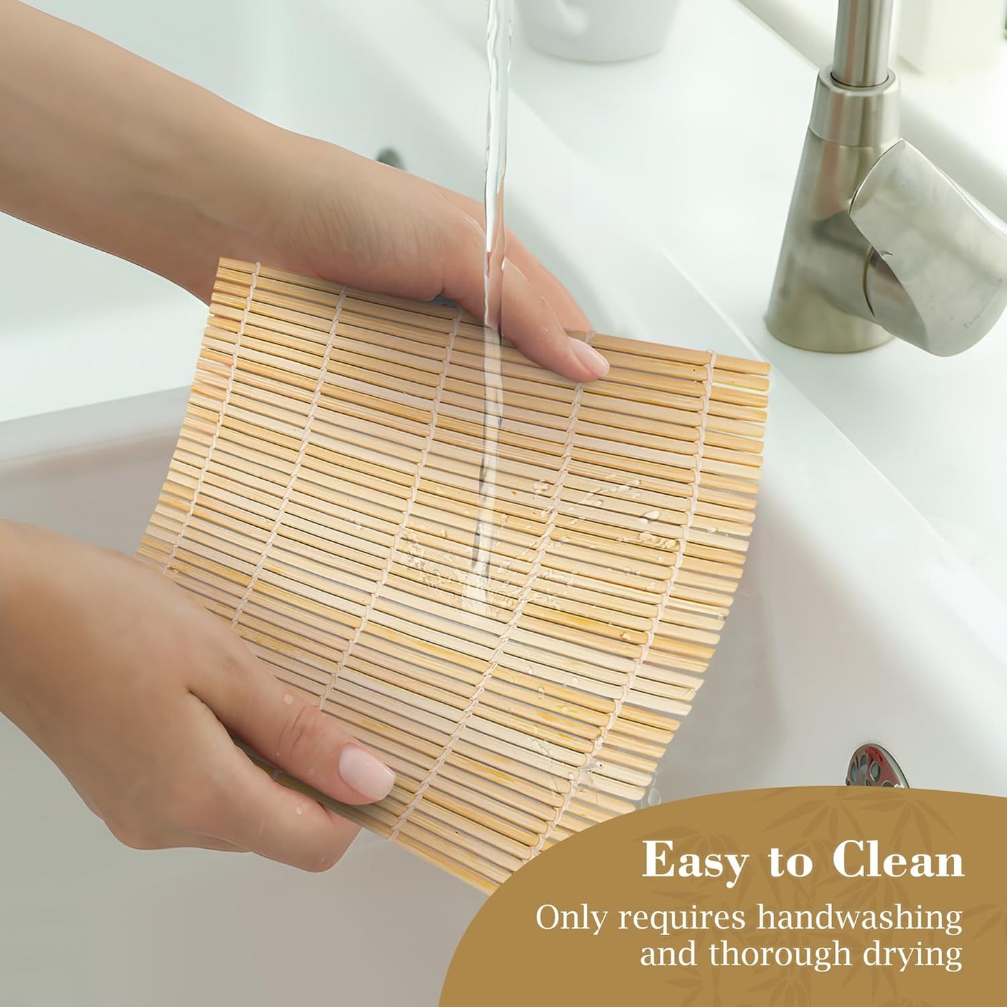 Fusion Select 3 Pk Bamboo Sushi Mat - Sushi Roller Mat for Making, Shaping & Molding Sushi Roll & Kimbap - Food-Safe Sushi Making Supplies, Tools & Accessories - Made of Natural Bamboo - 9.5x9.5