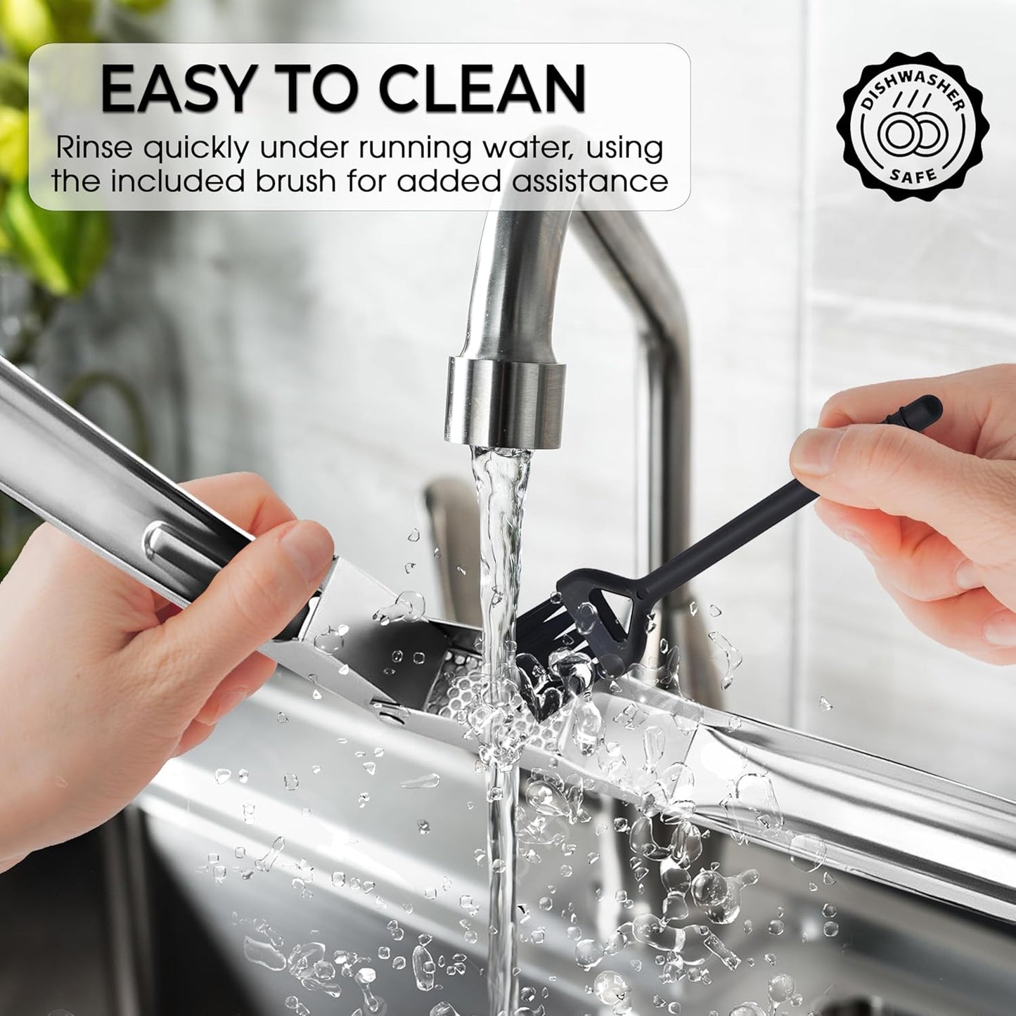 Garlic Press Stainless Steel - No Need to Peel Garlic Mincer & Crusher - 304 Inox, 7.34 Oz, Large Trough - Ergonomic Handle, Easy to Clean, Dishwasher Safe (2 Years Warranty) (Orange)