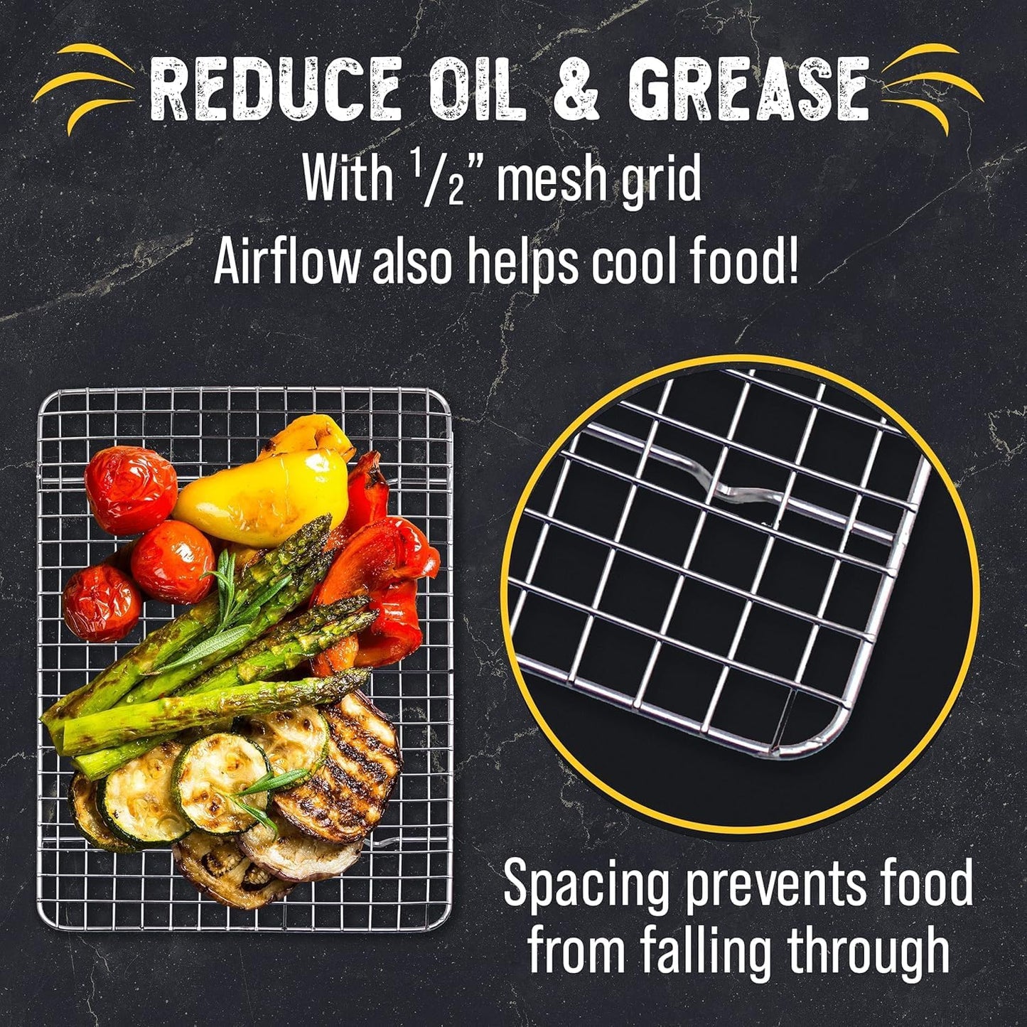 Checkered Chef Cooling Rack for Cooking and Baking - 10" x 15" Stainless Steel, Oven Safe Grid Wire Cookie Cooling Racks