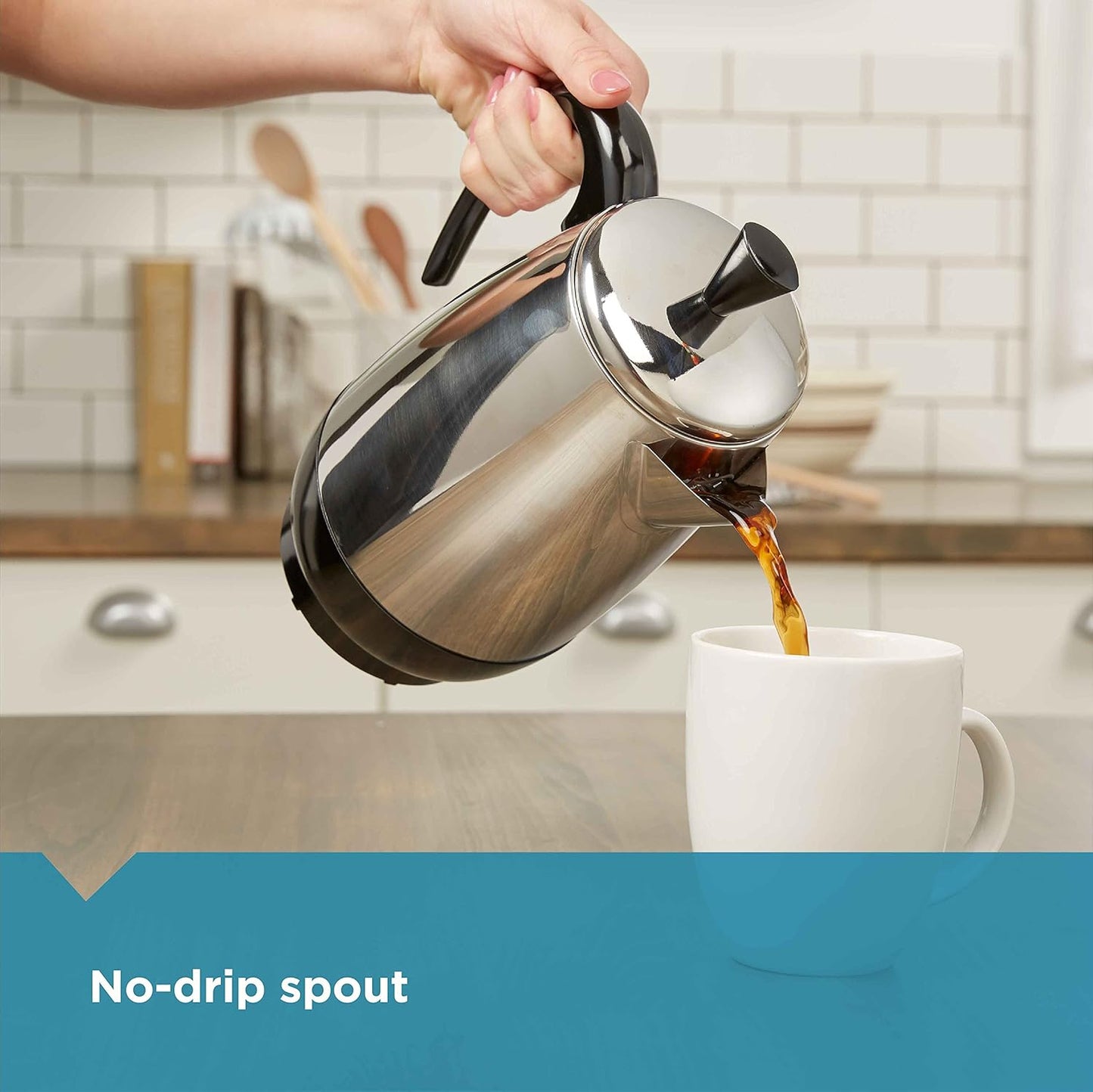 Farberware Electric Coffee Percolator, Stainless Steel Basket, Automatic Keep Warm, No-Drip Spout, 8 Cup