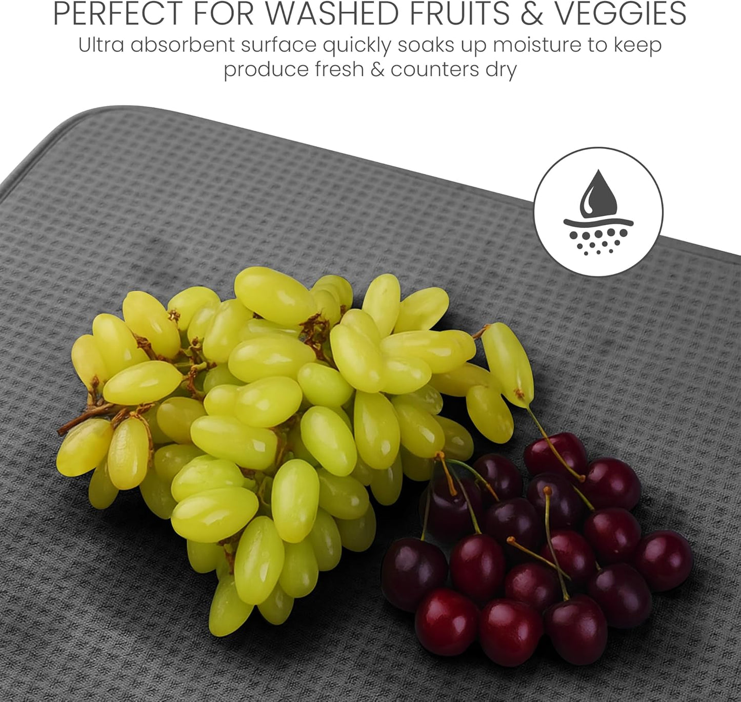 Bellemain XXL Dish Mat 24" x 17" ( LARGEST MAT ) Microfiber Dish Drying Mat , Super absorbent ( Gray )