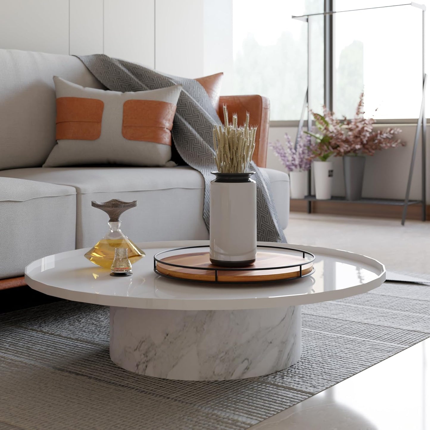 16" Acacia Wood Lazy Susan Turntable with Metal Frame - Large Lazy Susans Organizer Countertop Storage - Wooden Serving Tray for Charcuterie Cheese Board - Kitchen Counter Rotating