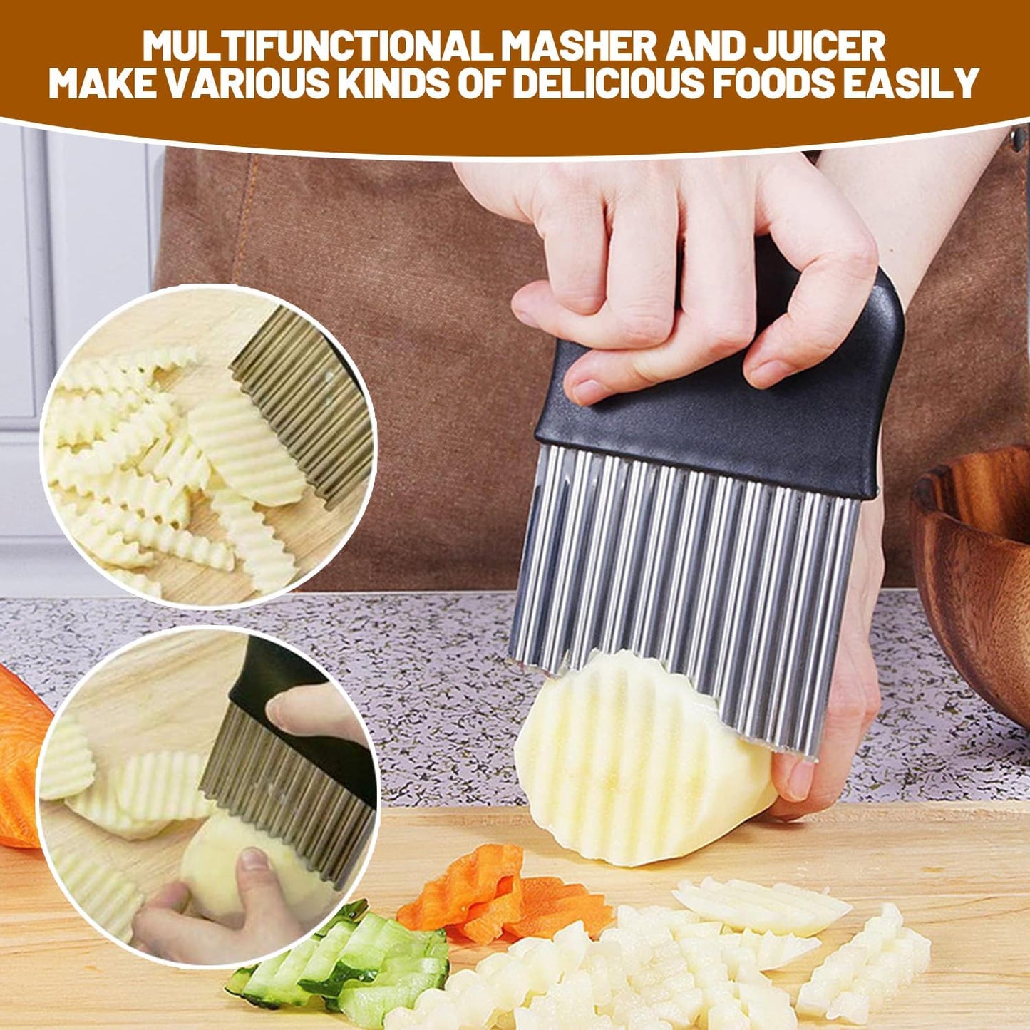 Heavy Duty Stainless Steel Professional Ricer for Mashed Potatoes and Ricer Kitchen Tool, Mash Potato Masher for Creamy Mashed Potatoes (Potato Ricer Set)