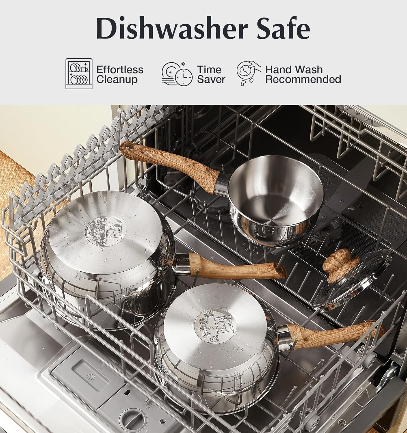 KOCH SYSTEME CS Stainless Steel Saucepan, 2 Quart Saucepan with Lid & Heat-resistant Bakelite Handle, Tri-ply Bottom Steel Sauce Pan with Lid, Induction Ready, Stainless Steel Pot 2QT