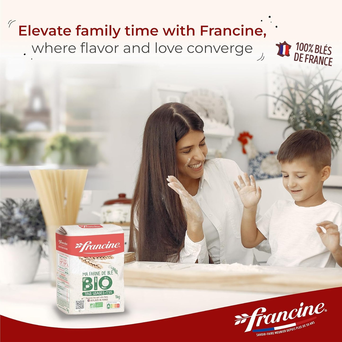 Francine Farne de Ble Bio - French T55 Organic All Purpose Flour (3 Pack, Total of 3kg)