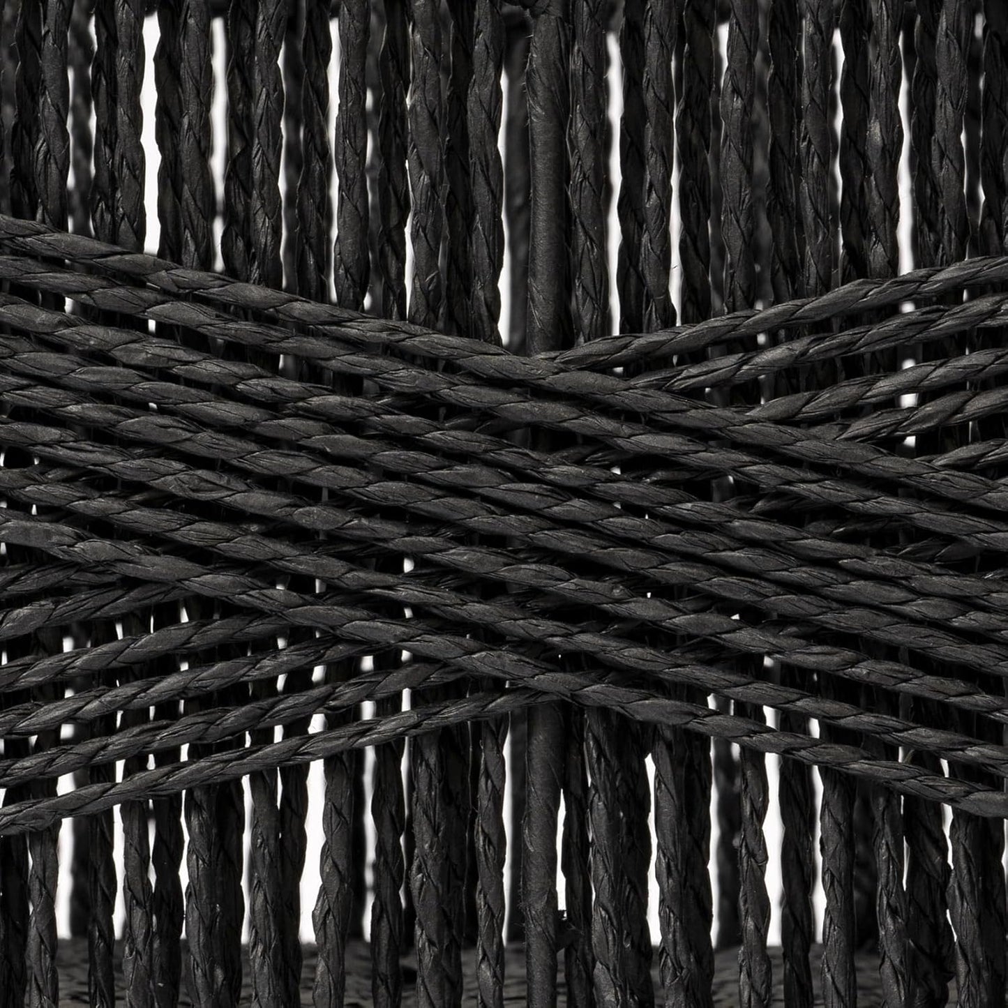 LA JOLIE MUSE Wicker Storage Baskets for Organizing, Recyclable Paper Rope Basket with Wood Handles, Decorative Hand Woven Basket Organizers for Makeup Books Shelves Living Room, Black, Set of 2