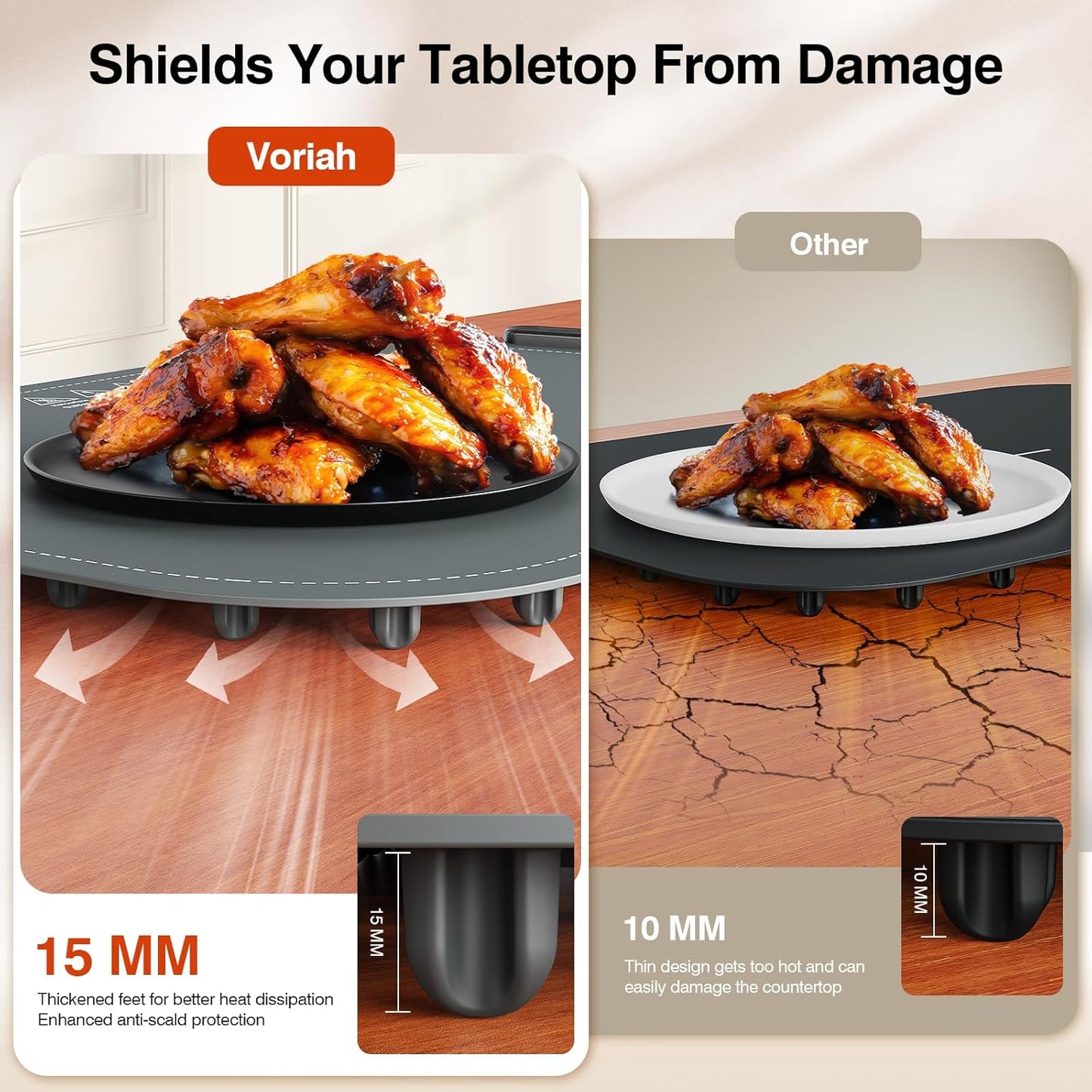 Warming Mat for Food, Voriah Electric Warming Tray with 99H Timer & 8 Temperature Settings, Foldable Food Warmer with °C/°F Switch, Keeps Food Warm at Buffets, Sabbath, Family Gatherings