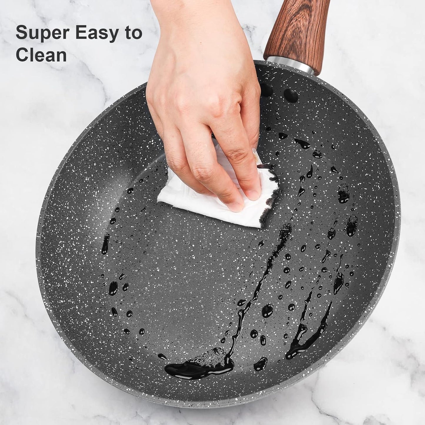 Granite Pots and Pans Set Non Stick, 11 Piece Die-Cast Induction Cookware Set, Nonstick Kitchen Cooking Set w/Frying Pans & Saucepans(PFOS,PFOA,PFAS,PTFE Free)