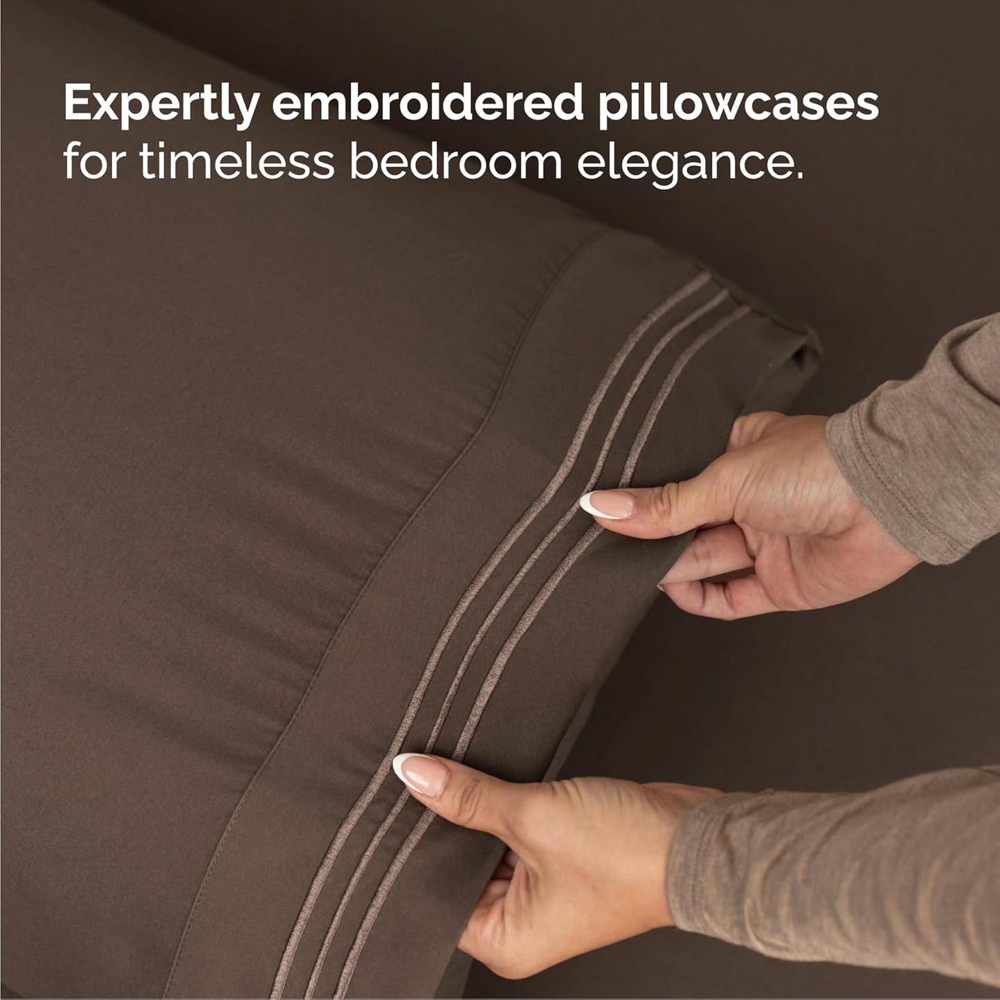 Queen Size 4 Piece Sheet Set - Comfy Breathable & Cooling Bed Sheets Set - Hotel Luxury Bedding for Women, Men, Kids, Teens, Boys & Girls - Deep Pockets, Ultra-Soft, Wrinkle Free - Oeko-Tex - Brown