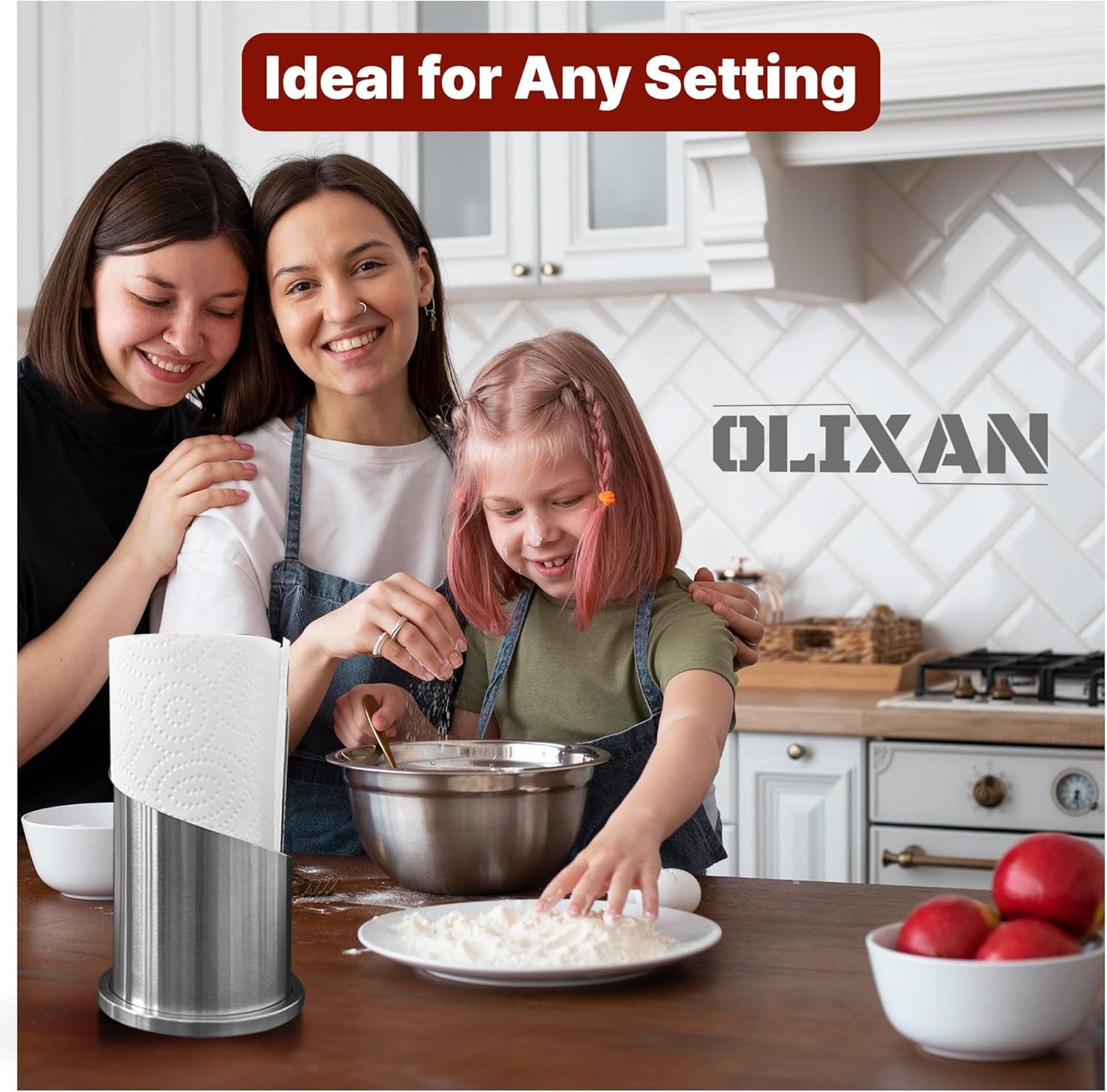 Stainless Steel Paper Towel Holder Countertop, Modern Spiral Cover Design,Keep Paper Towel Clean,Weighted Base for Stability, Freestanding Easy One-Handed Operation for Kitchen Bathroom,Silver