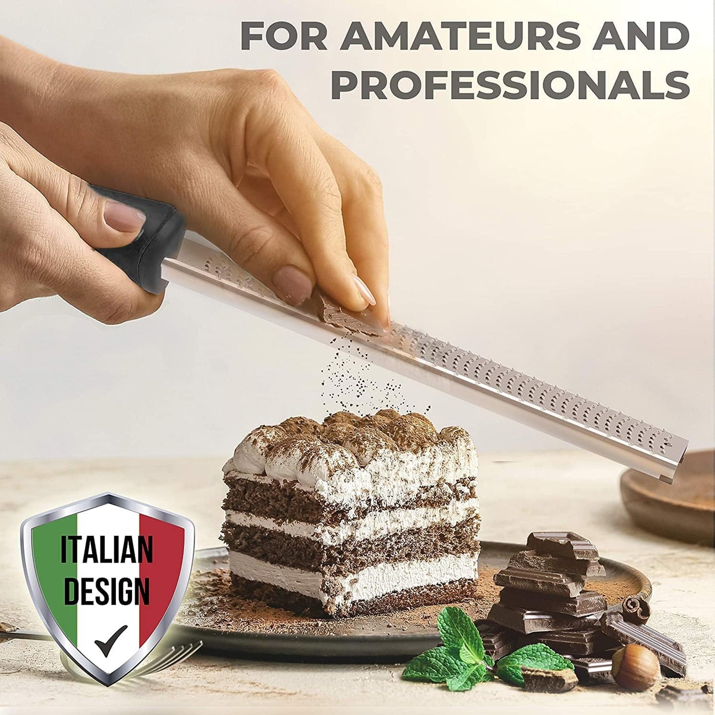 Stainless Steel Cheese Grater & Lemon Zester w/Extra Sharp Blade - Perfect for Lemon, Parmesan, Garlic, Chocolate - Spice Up any Dish in Seconds w/Your Premium Citrus Hand Grater with Handle - Black