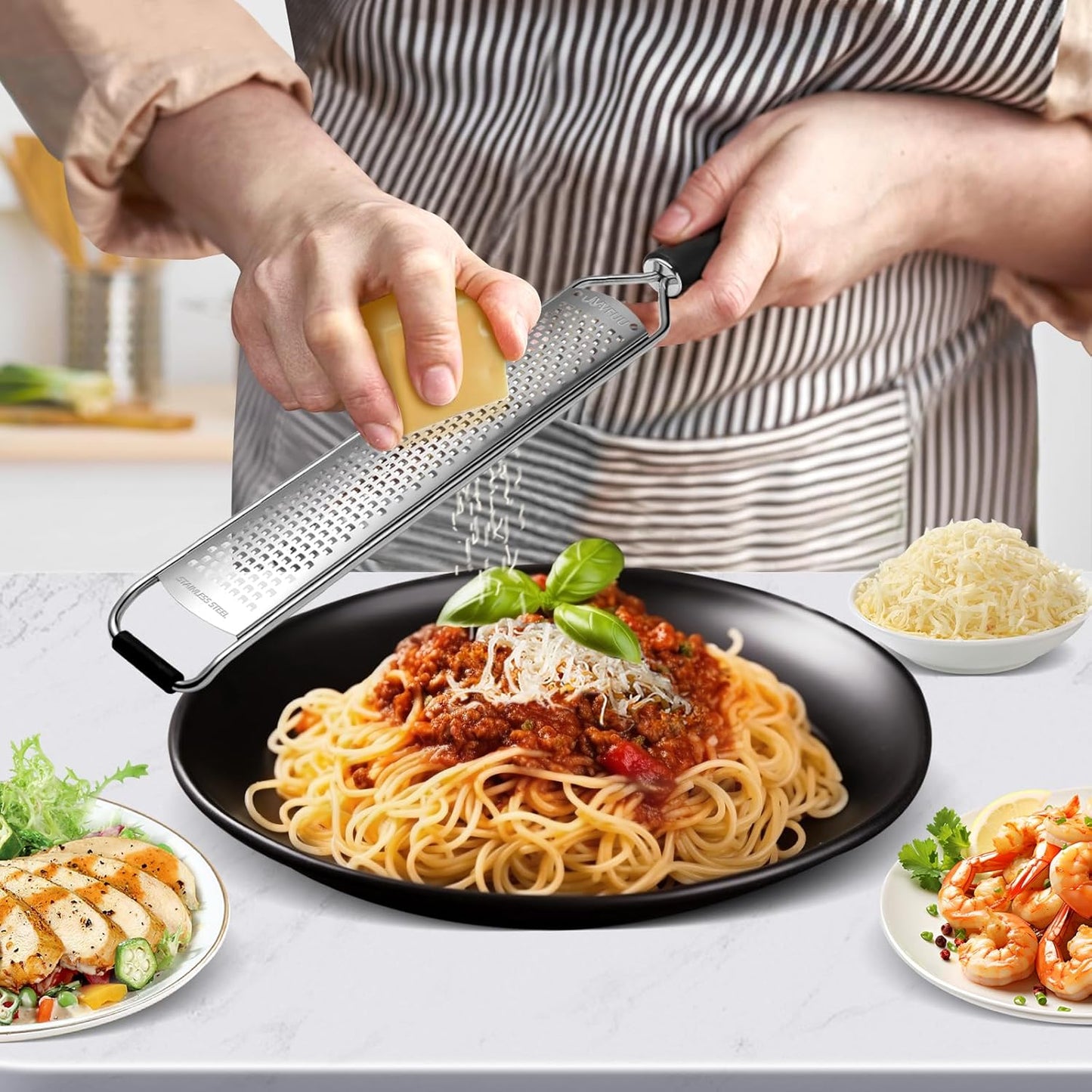 Premium Lemon Zester Grater,Kitchen Tool for Parmesan Cheese, Lemon, Ginger, Garlic, Nutmeg, Chocolate, Vegetables, Fruits,Sharp Stainless Steel Blade,Dishwasher Safe (Black+Yellow)