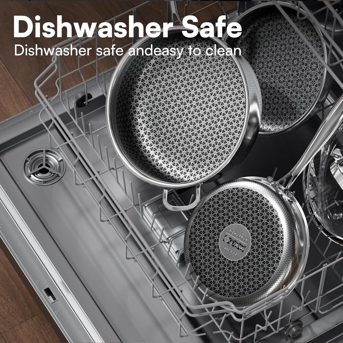 5 Qt Saute Pan with Lid, 5 Ply Stainless Steel Pan with Lid, Non Stick Frying Pans, Cooking Pot Deep Frying Pan Non-Toxic, For Induction, Oven, Dishwasher Safe