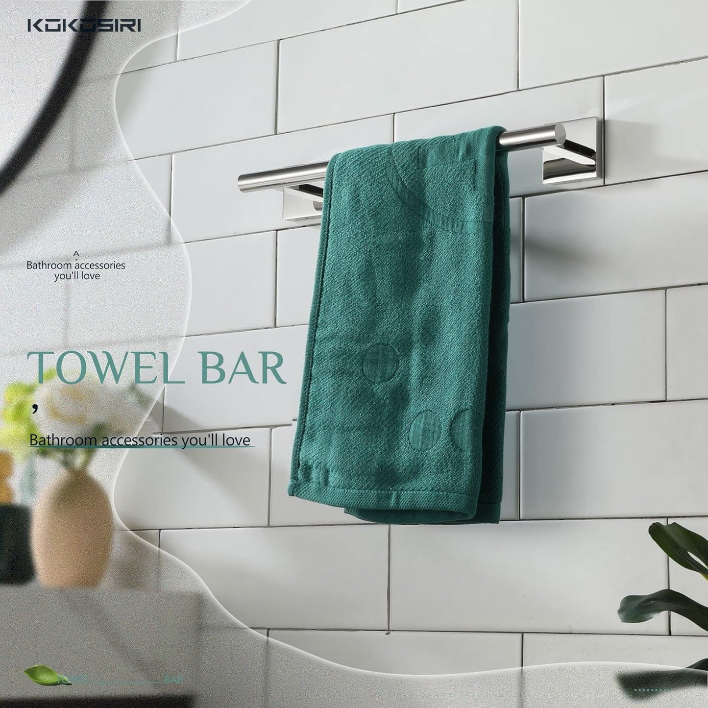 KOKOSIRI Hand Towel Bar 12 Inch Bathroom Towel Holder for Bath Kitchen Toilet Cabinet Chrome Stainless Steel B4005CH-L12