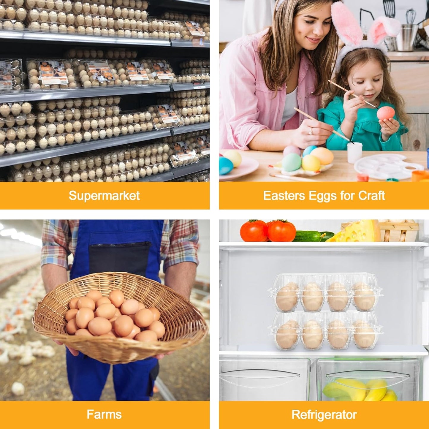 40 Pack Jumbo Egg Cartons 12 Count - Duck Plastic Egg Cartons Cheap Bulk Large 1 Dozen -,Clear Empty Chicken Egg Carton for Fresh Duck Eggs