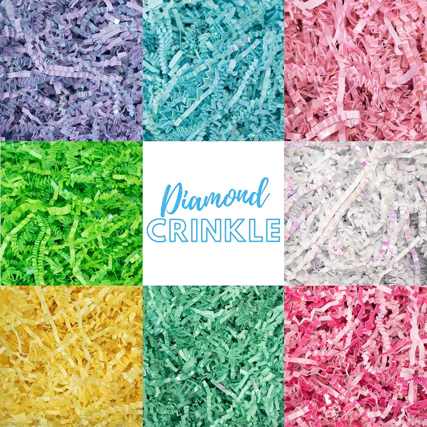 MagicWater Crinkle Cut Paper for Gift Baskets - 2LB - Diamond Light - Perfect for Shredded Paper Filler, Basket Filler, Gift Boxes, Bridesmaid Gifts, Halloween Stuffers & More – For All Occasions