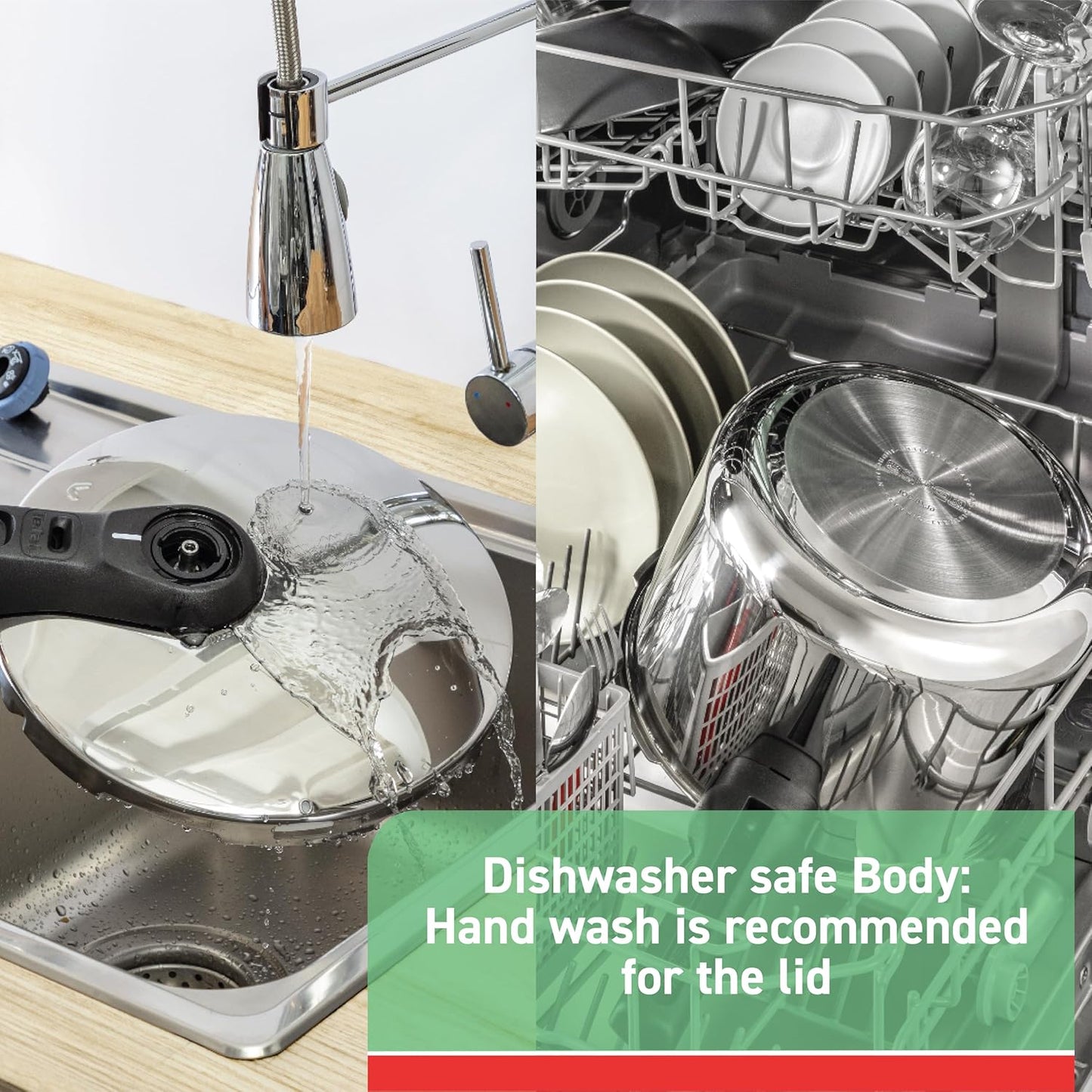 T-fal Trendy Stainless Steel Pressure Cooker, 8.5 Quart, Induction, Secure Locking Mechanism, Easy and safe Opening, Compatible with all cookstops, Kitchen Cookware, Dishwasher Safe, Grey