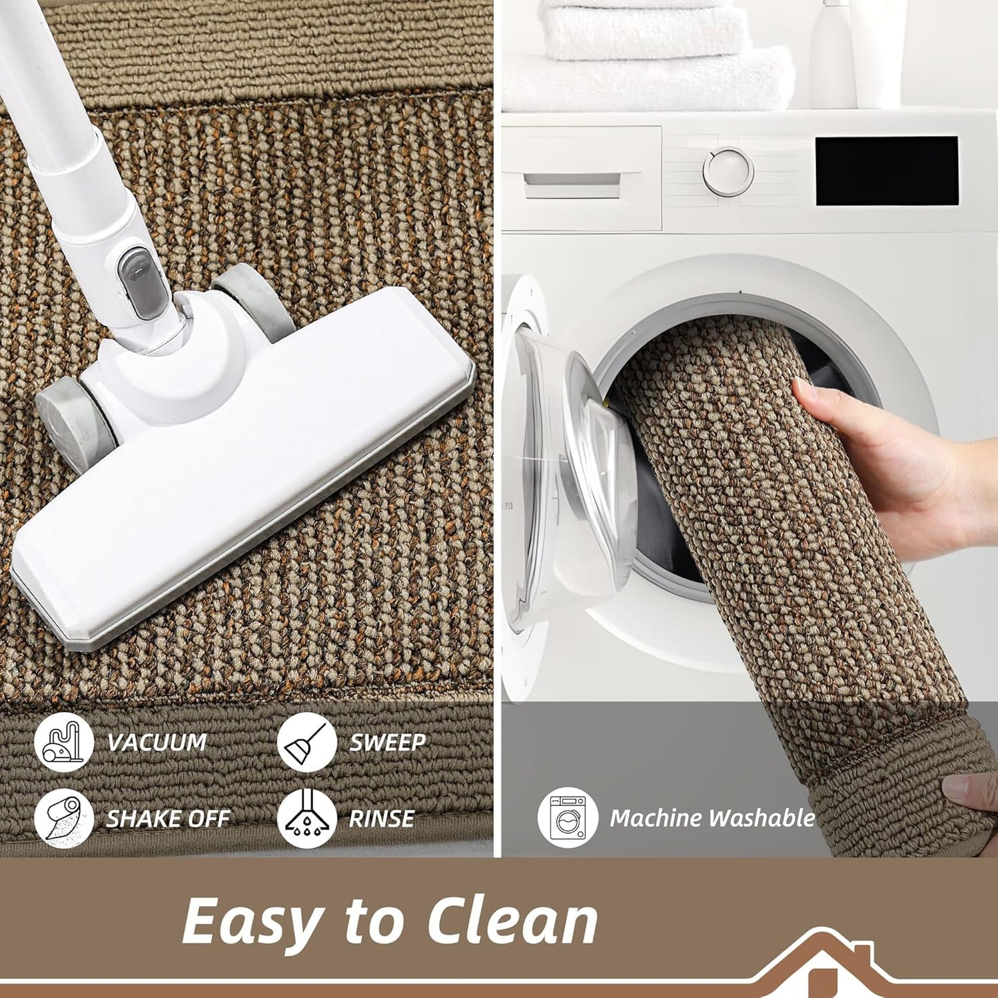 BEQHAUSE Kitchen Runner Rugs 24"x60", Kitchen Rugs Non-Slip Kitchen Mats for Floor, Absorbent and Stain Resistant Kitchen Mats, Machine Washable Rug for Kitchen, Hallway, Laundry & Sink, Taupe