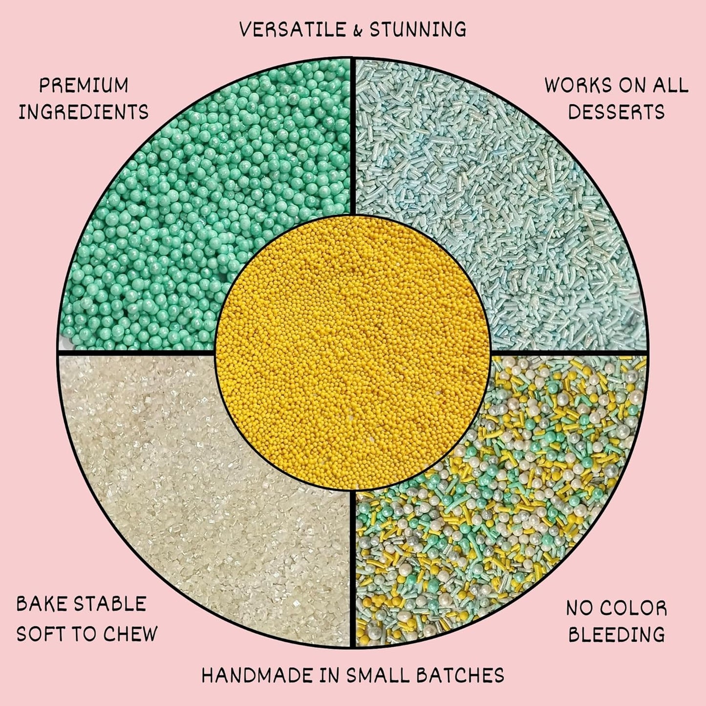 Confect Cake Sprinkles Mix Pack of 5 – Sky Blue, Yellow & White – Pearl Dragees, Jimmies, Sparkling Sugar – Baking Decorations for Cakes, Cupcakes, Cookies & Desserts- Vegan, Gluten-Free, Nut-Free, Soy-Free, Dairy-Free, Palm Oil-Free- 5 Oz