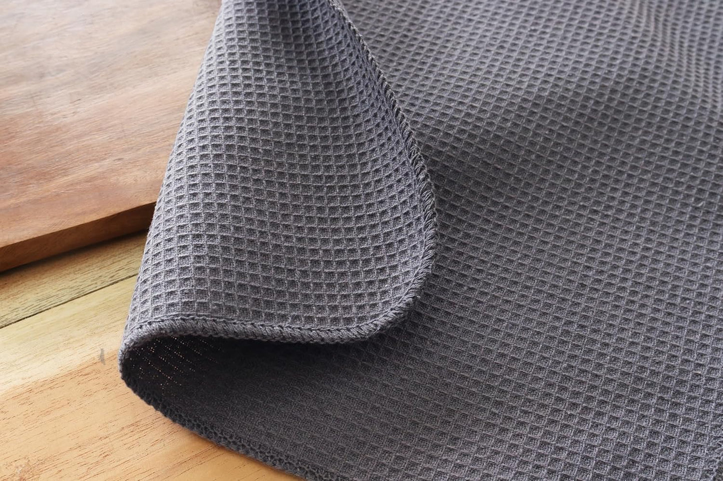 PurpleEssences Dish Cloths and Dish Rags - 6 Pack Waffle Weave Solid Kitchen Dish Wash Cloths, 100% Cotton, 12 x 12 Inches, Ultra Soft Absorbent Quick Drying - Spring Summer - Dark Grey