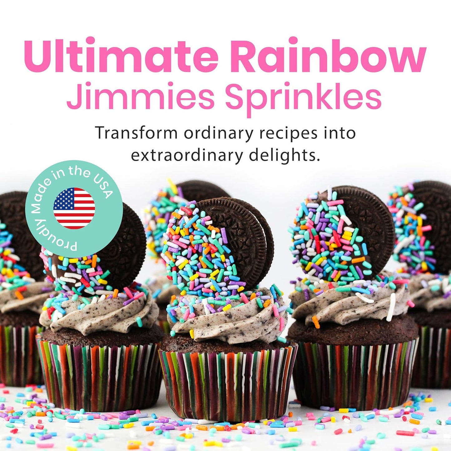 Ultimate Unicorn Rainbow Jimmies Sprinkle Mix| Sprinkles Made In USA By Sprinkle Pop| Yellow Red White Blue Purple Sprinkles Jimmies For Decorating Princess Birthday Cakes Cookies Cupcakes Candy, 4oz