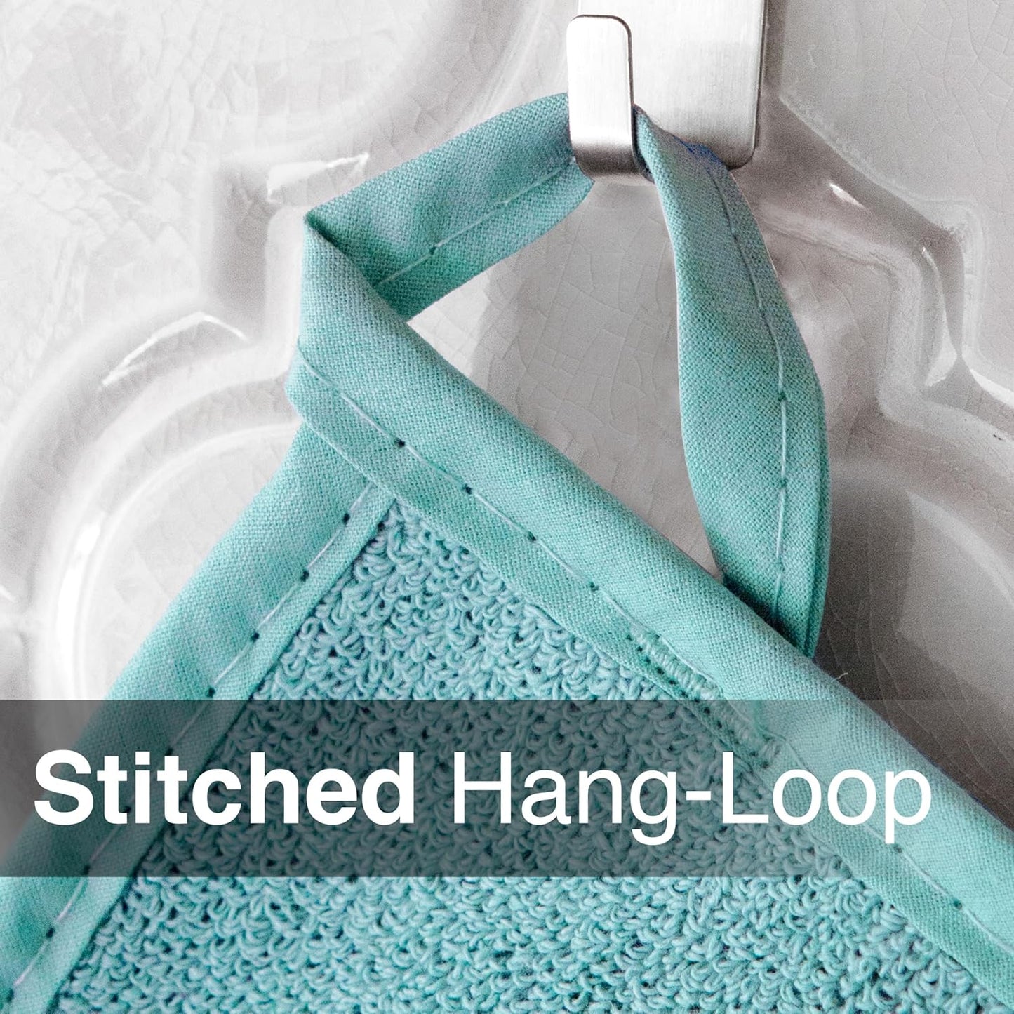 RITZ Terry Potholder & Hot Pad: Unparalleled Heat Resistant, Durable 100% Cotton – Ergonomically Designed for Optimal Grip – Easy-Care Machine Washable – 4-Pack, Dew