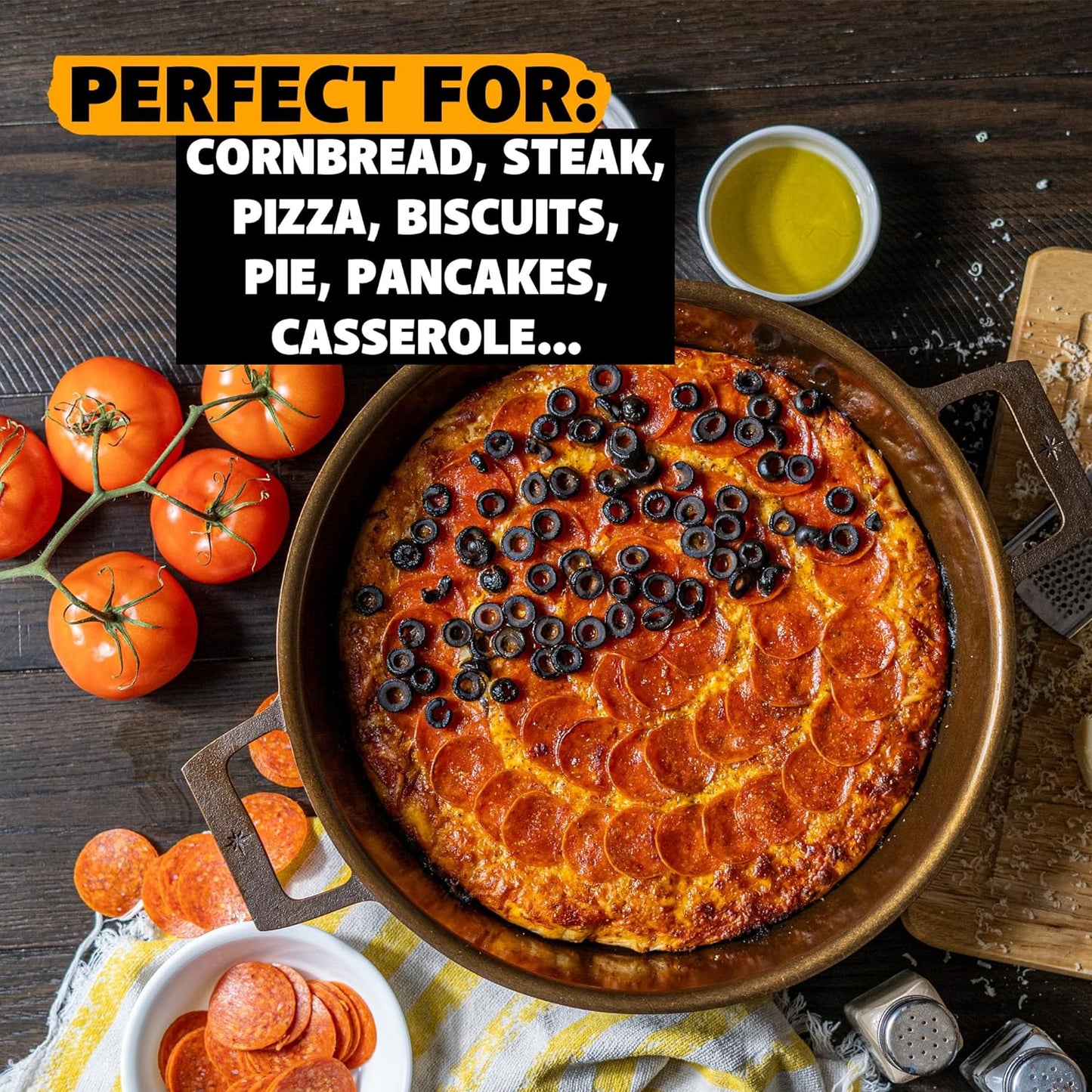 Stargazer 13.5-Inch Cast Iron Skillet | Made in USA, Seasoned, Premium Frying Pan for Grilling, Searing, Baking & More – Durable Cast Iron with Smooth Cooking Surface