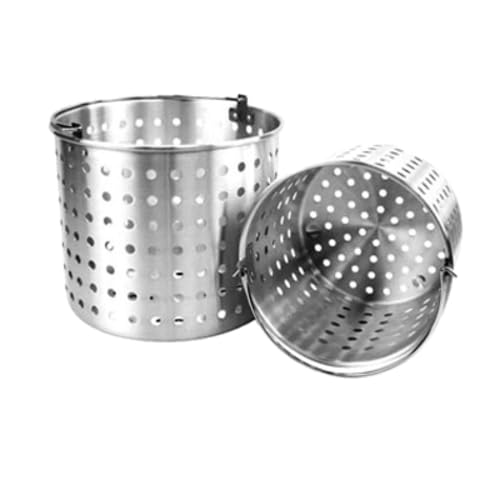 ALSKBK005 Steamer Basket, fits 24 Quart Pot ALSKSP005, Perforated, Lift Pail Handle, Aluminum, Mirror-Finish